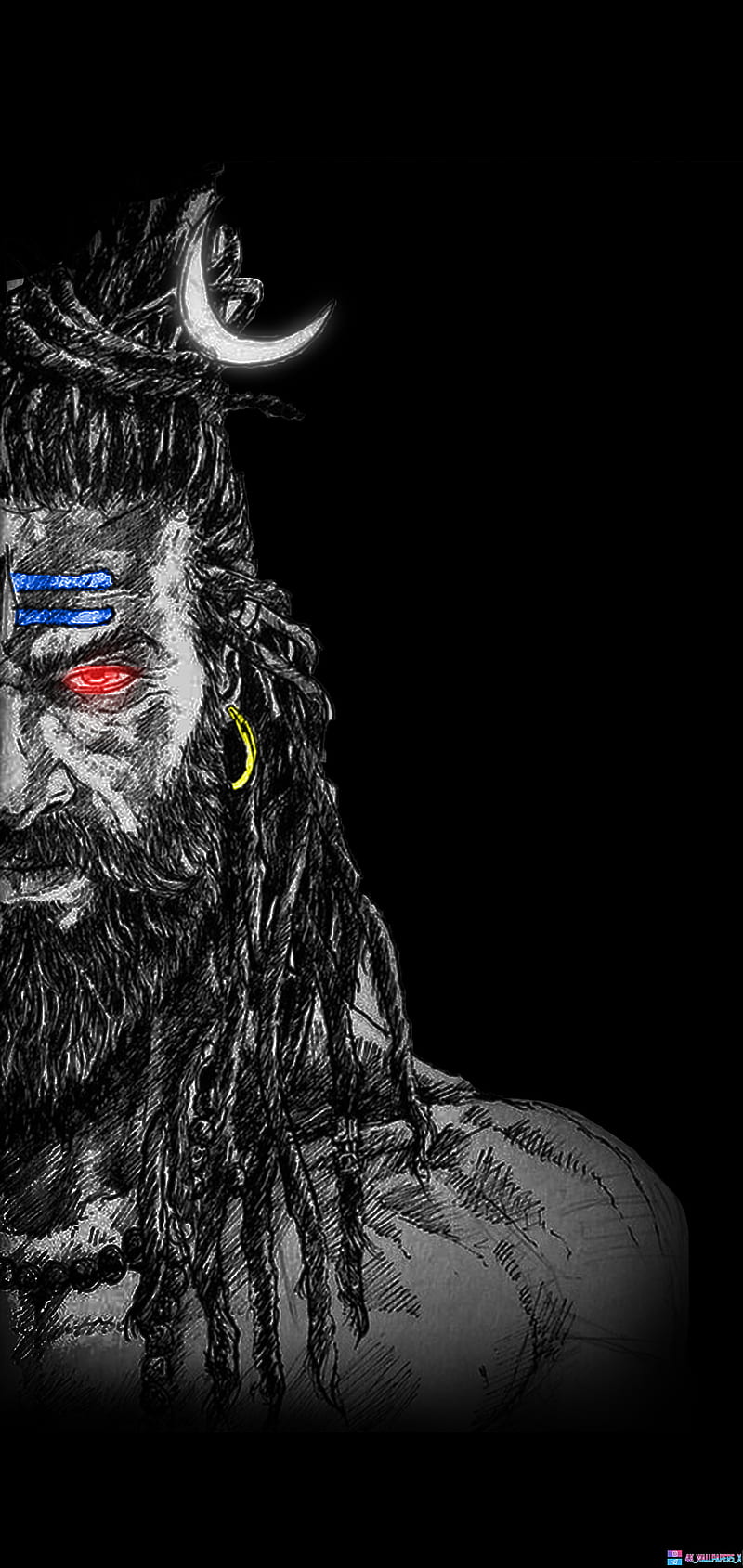 800x1689 GodKing, black, god, king, land, lion, mahadev, mahakal, moon, shambho, shiv, HD phone wallpaper