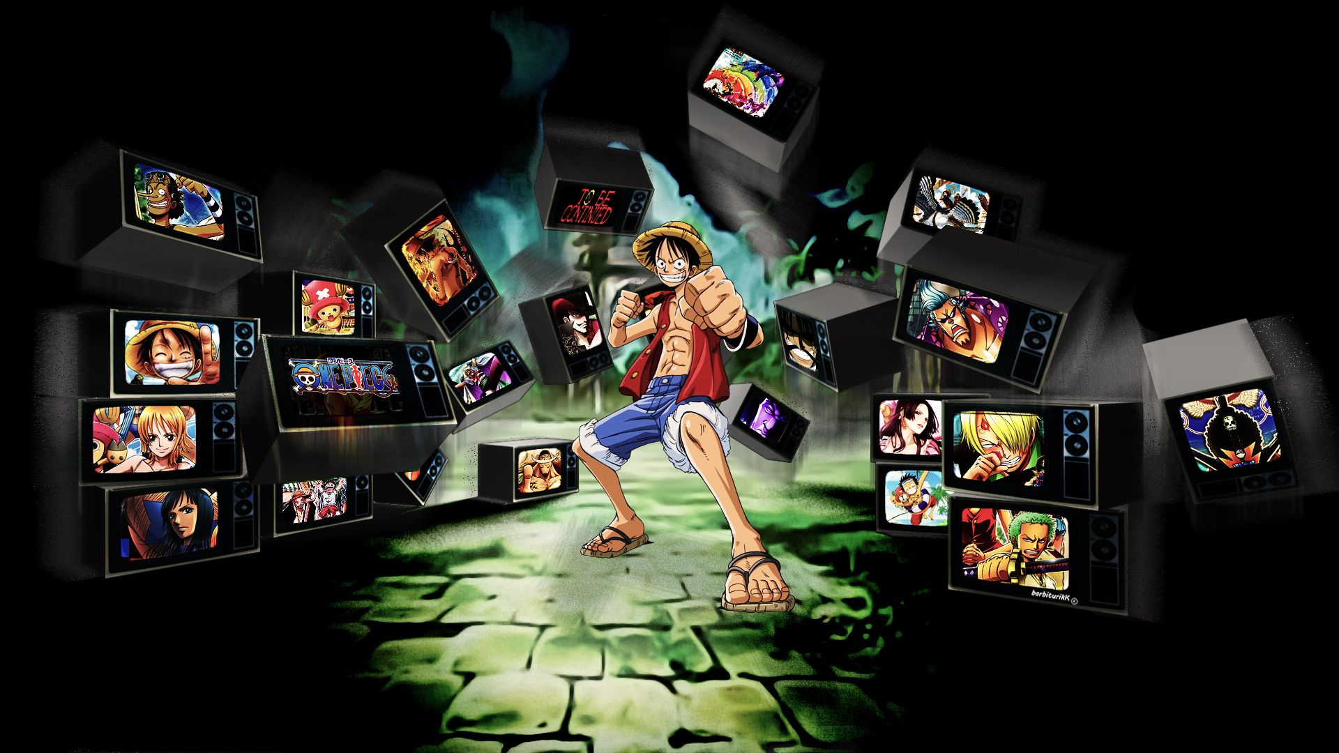 1920x1080 One Piece HD Wallpaper: Monkey D. Luffy in Epic Anime Battlex1080