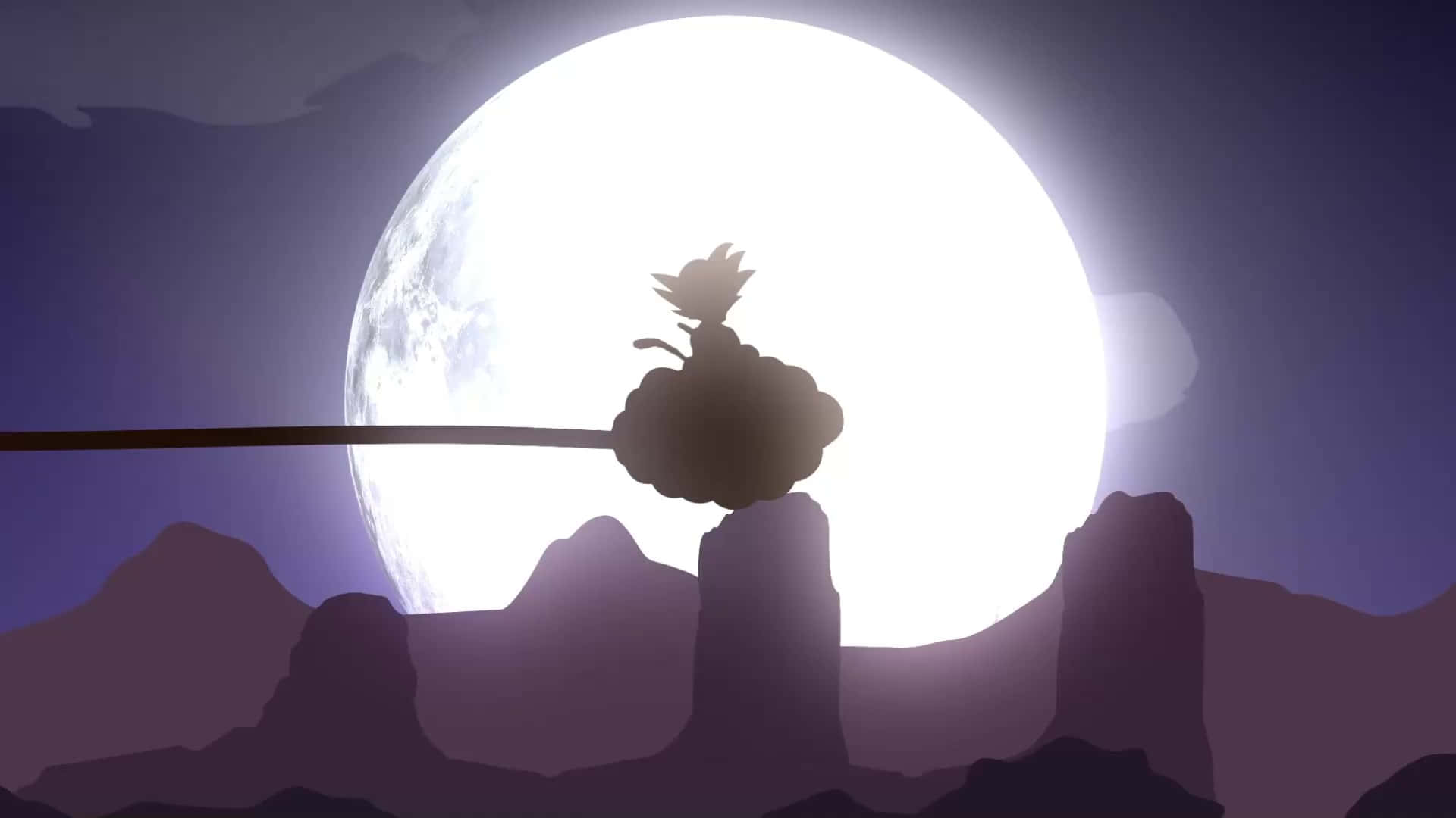 1920x1080 Download Kid Goku On Cloud By The Moon Silhouette Wallpaper