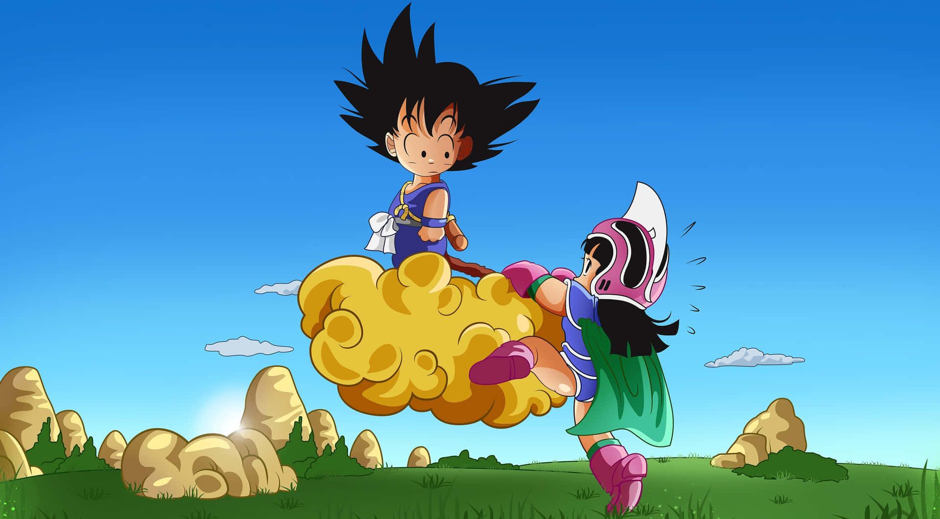 1920x1061 Download Goku And Chichi Climbing Flying Nimbus Wallpaper