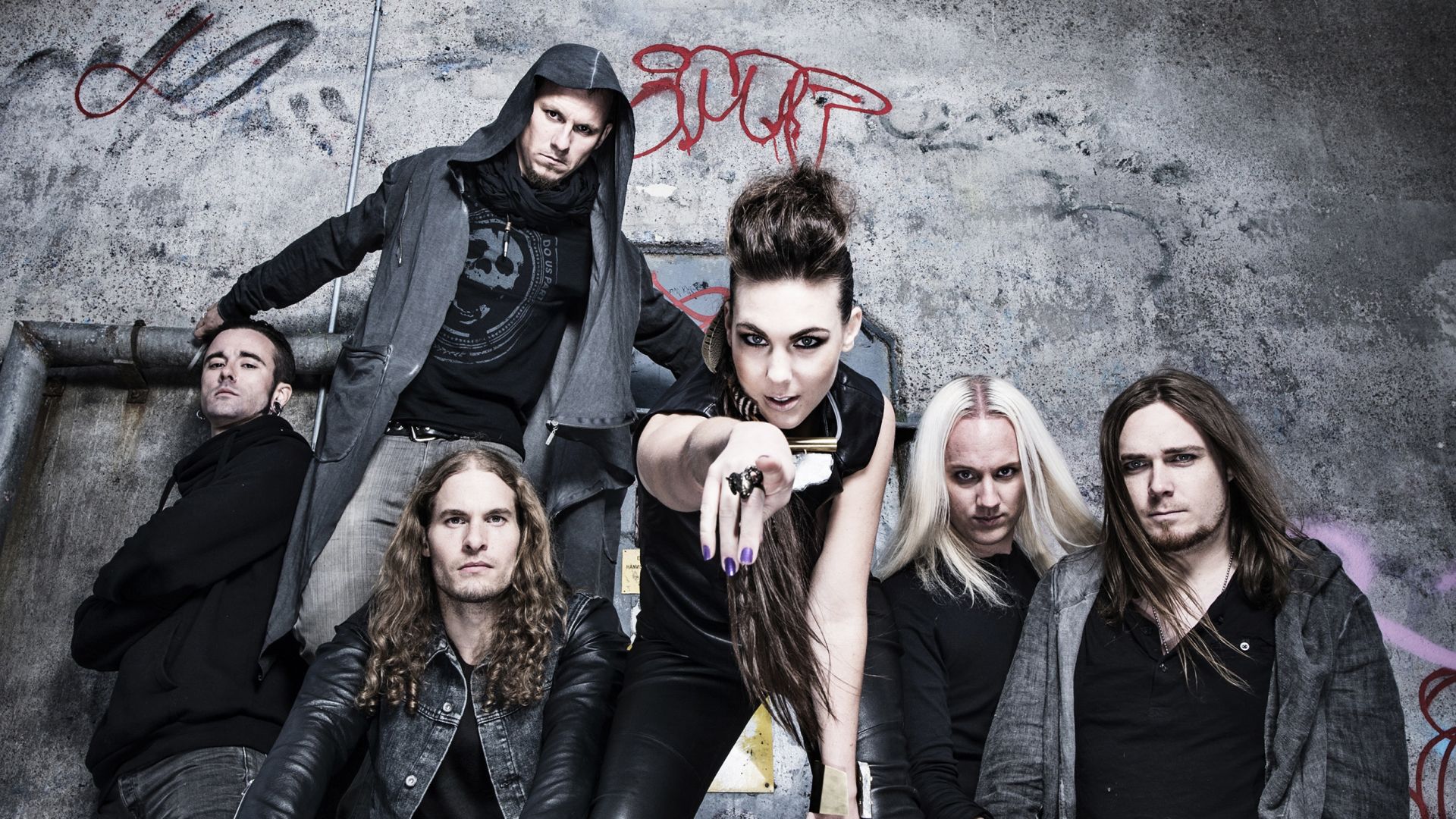 1920x1080 Wallpaper metal, Amaranthe, Henrik Englund Wilhemsson, Olof Morck, Joachim Lundberg, Elize Ryd, Morten Lowe Sorensen, Johan Andreassen for mobile and desktop, section музыка, resolution 1920x1080