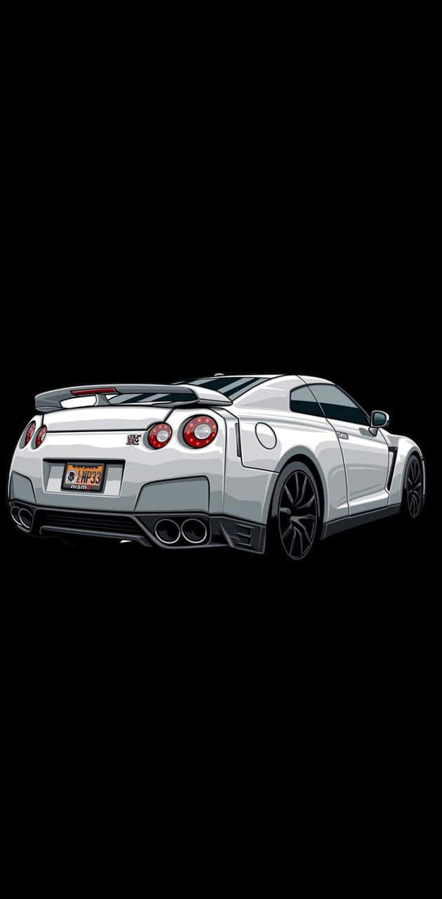 630x1280 Download White Nissan R35 Gtr Animation Wallpaper