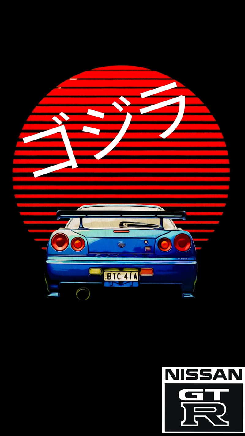 800x1422 GT R, Nissan, Japanese, Car, Cartoon, HD Phone Wallpaper