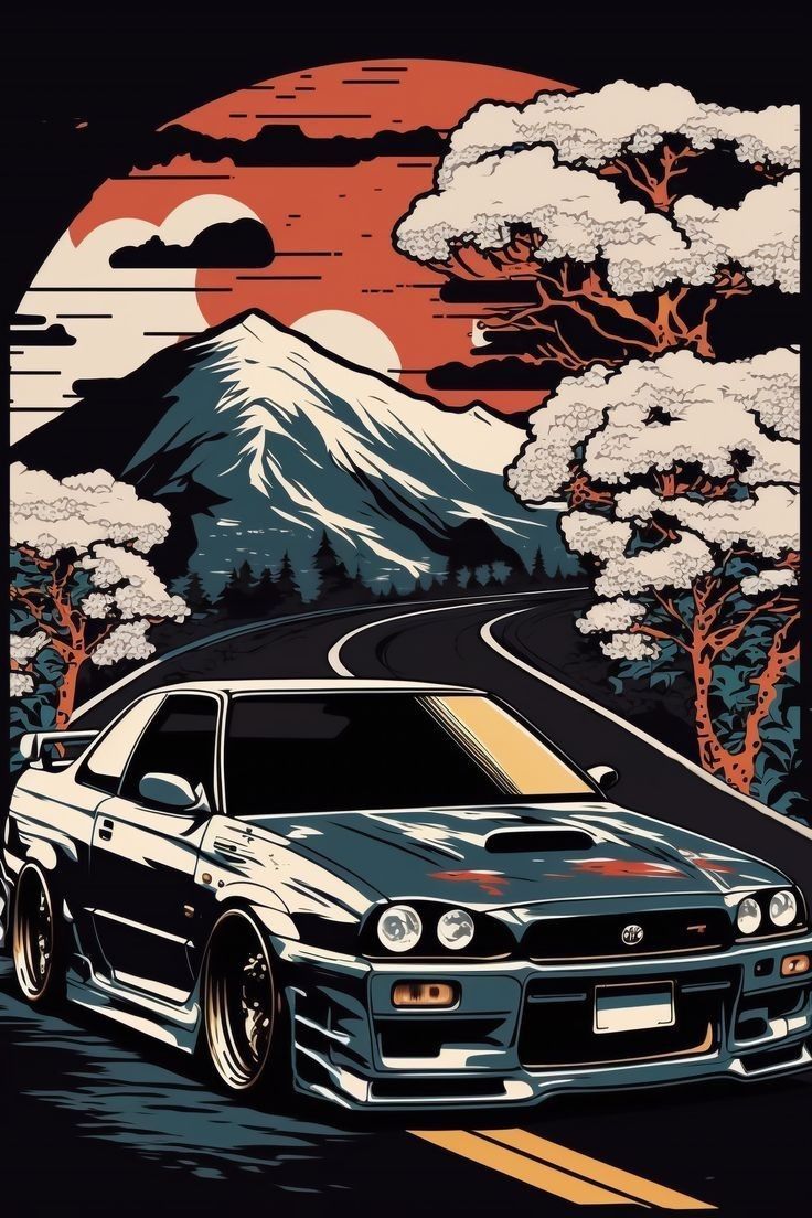 736x1104 Japanese car art wallpaper. Japanese car posters, Car artwork, Jdm wallpaper