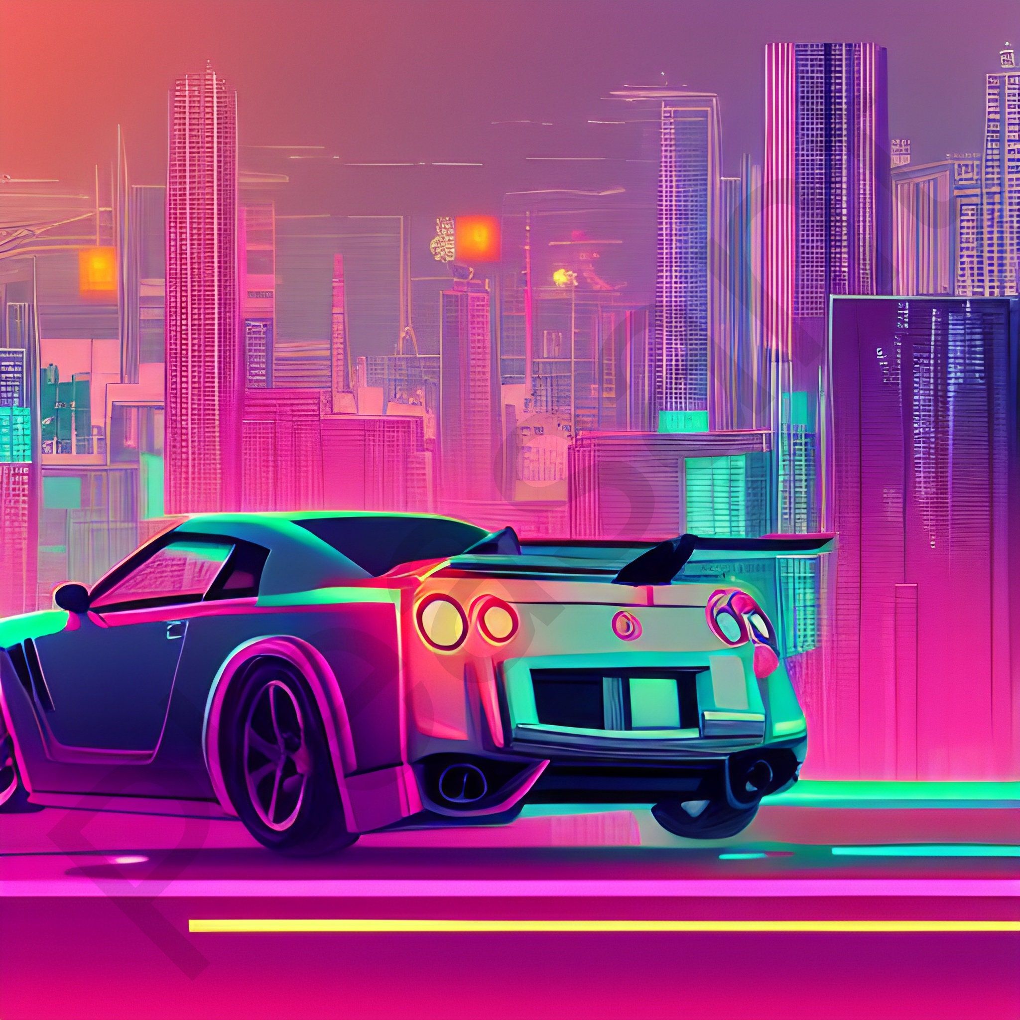 2048x2048 Retro GTR Tokyo Digital Download