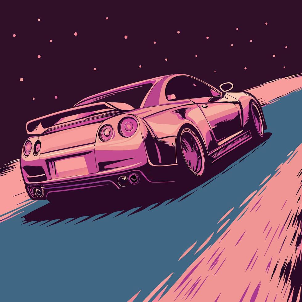 980x980 nissan gtr illustration