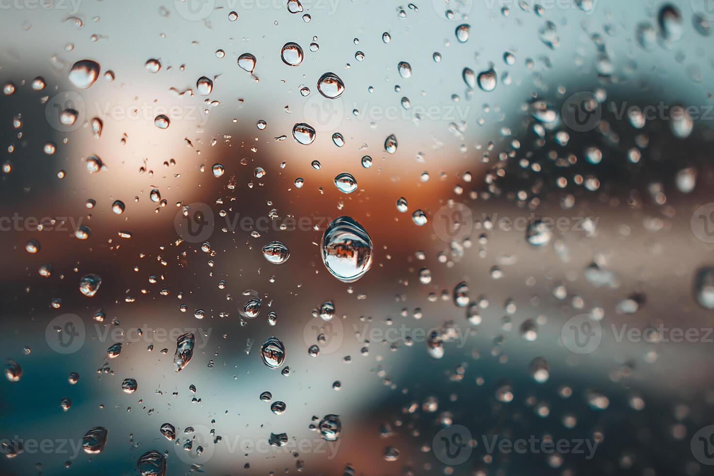 1470x980 Realistic water drop wallpaper on glass with blurred background creating a fresh rainy window effect
