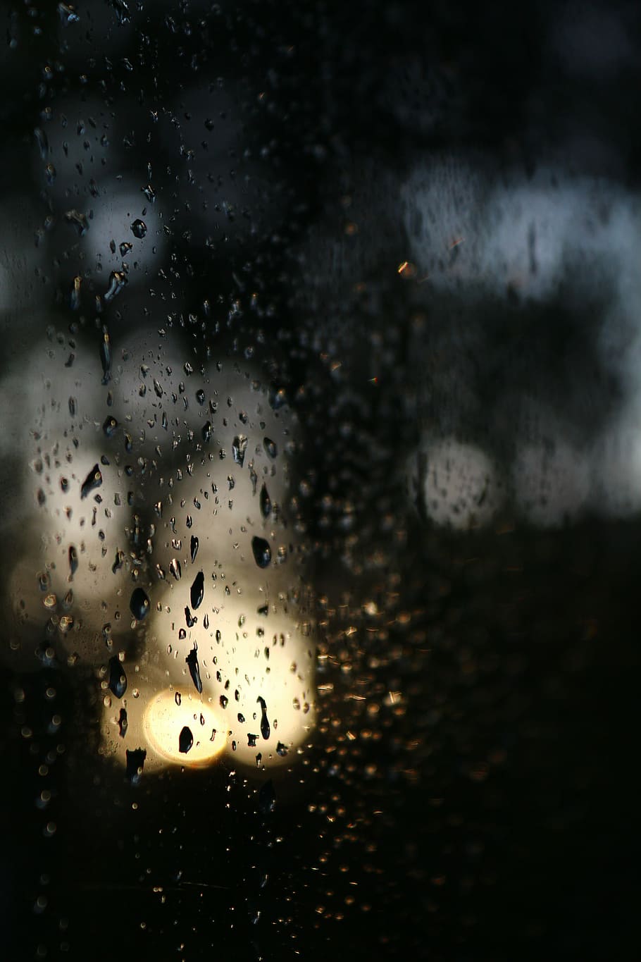 910x1365 Online crop. HD wallpaper: rain, glass, within, wet, drops, window, street, blur, rain drop