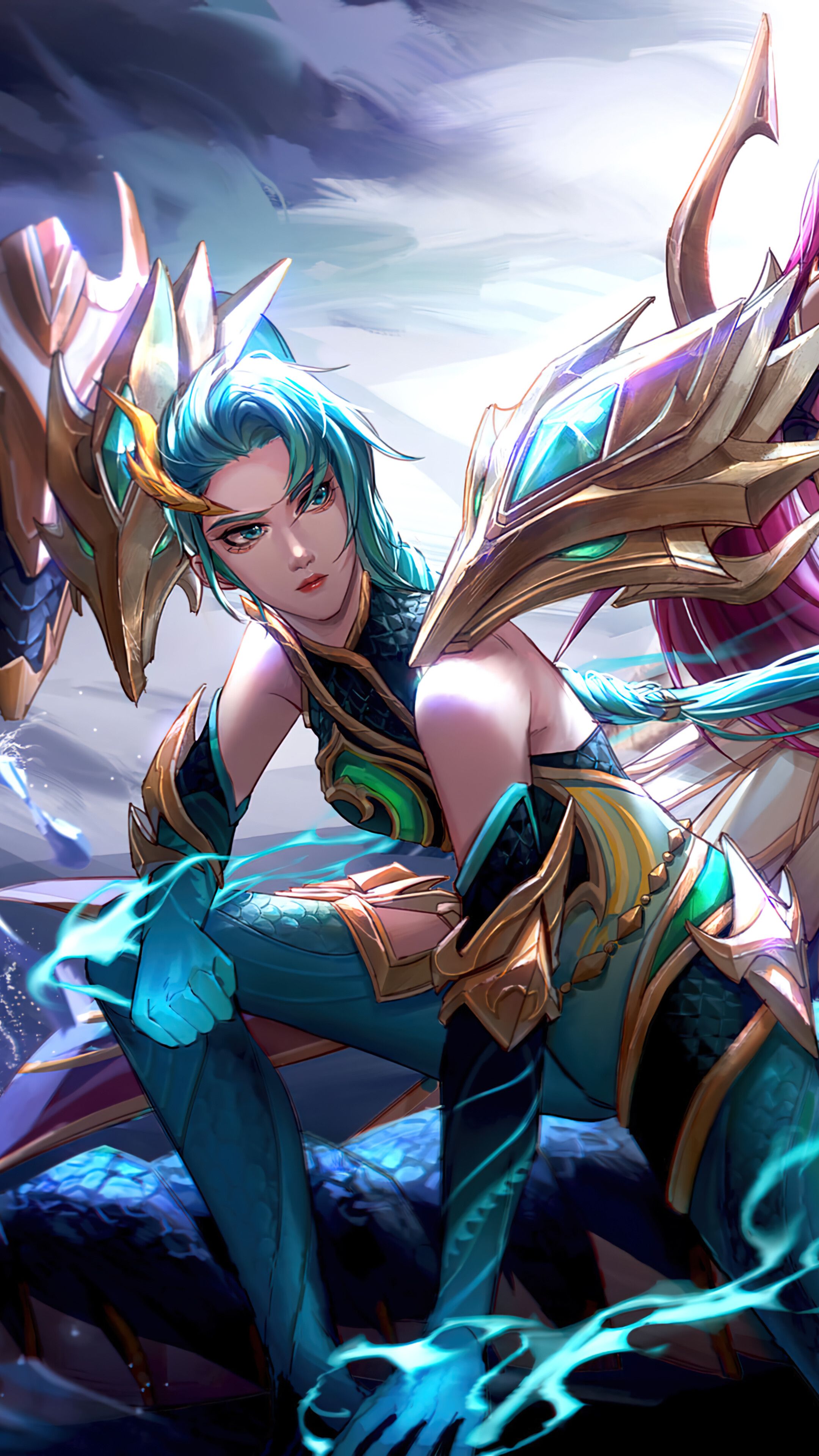 2160x3840 Kai'Sa Karma Dragonmancer LoL Art Wallpaper iPhone Phone 4K f