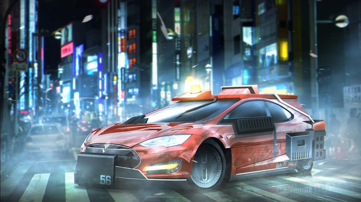 1366x768 Tesla Model S Deckards Sedan Wallpaper