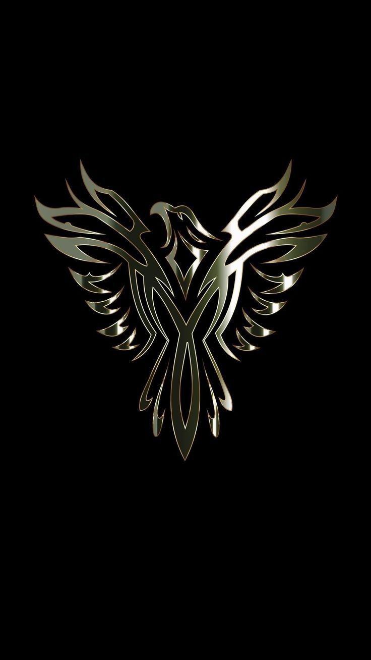 736x1308 Ultra HD 4K Eagle Wallpaper. Black Background Tattoo, Gold Phoenix Tattoo Design, Metallic Gold Tattoo Art