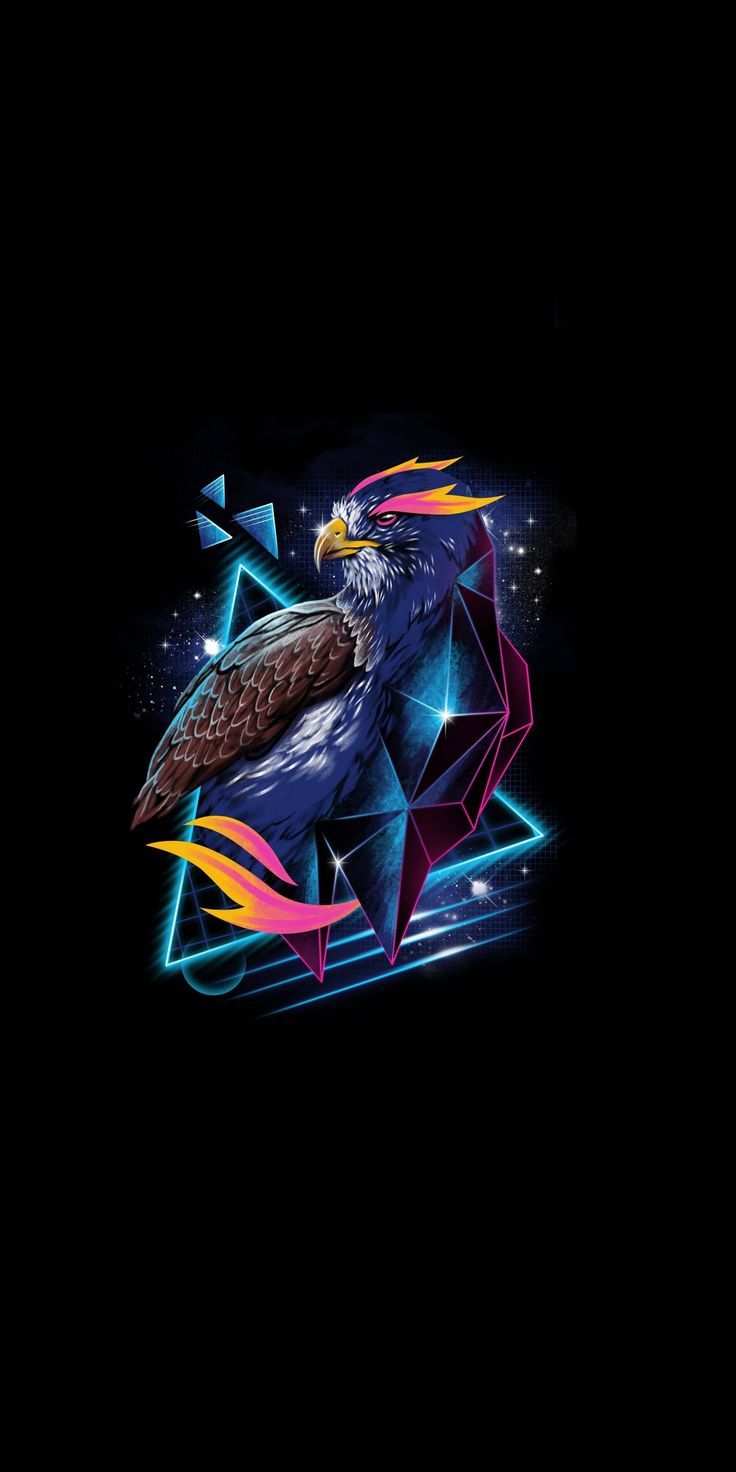 736x1472 Neon Eagle Wallpaper