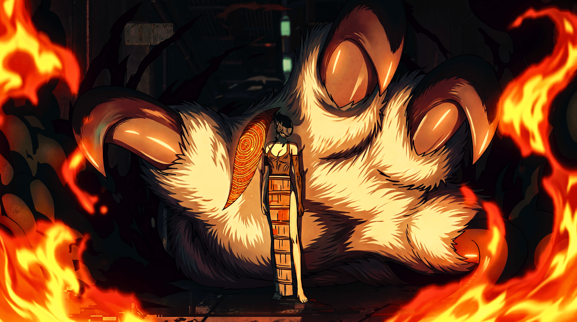 1920x1072 Chainsaw Man Reze Arc Bomb Devil Fox Devil and Flames 5k wallpaper
