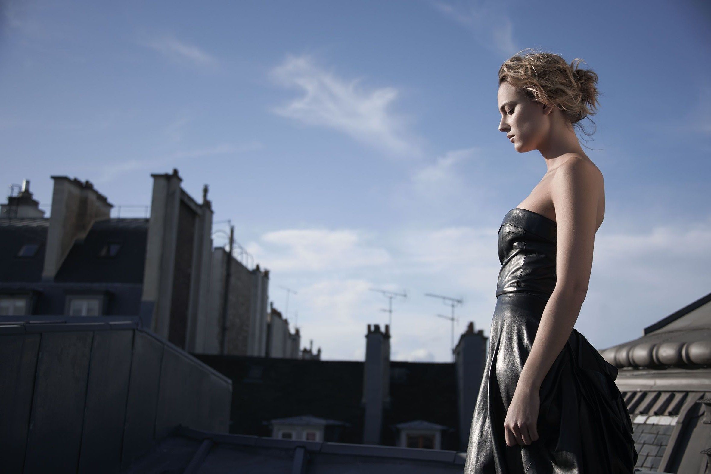 2362x1575 Wallpaper roof, the sky, figure, profile, Nora Arnezeder, Nora Arnezeder for mobile and desktop, section девушки, resolution 2362x1575
