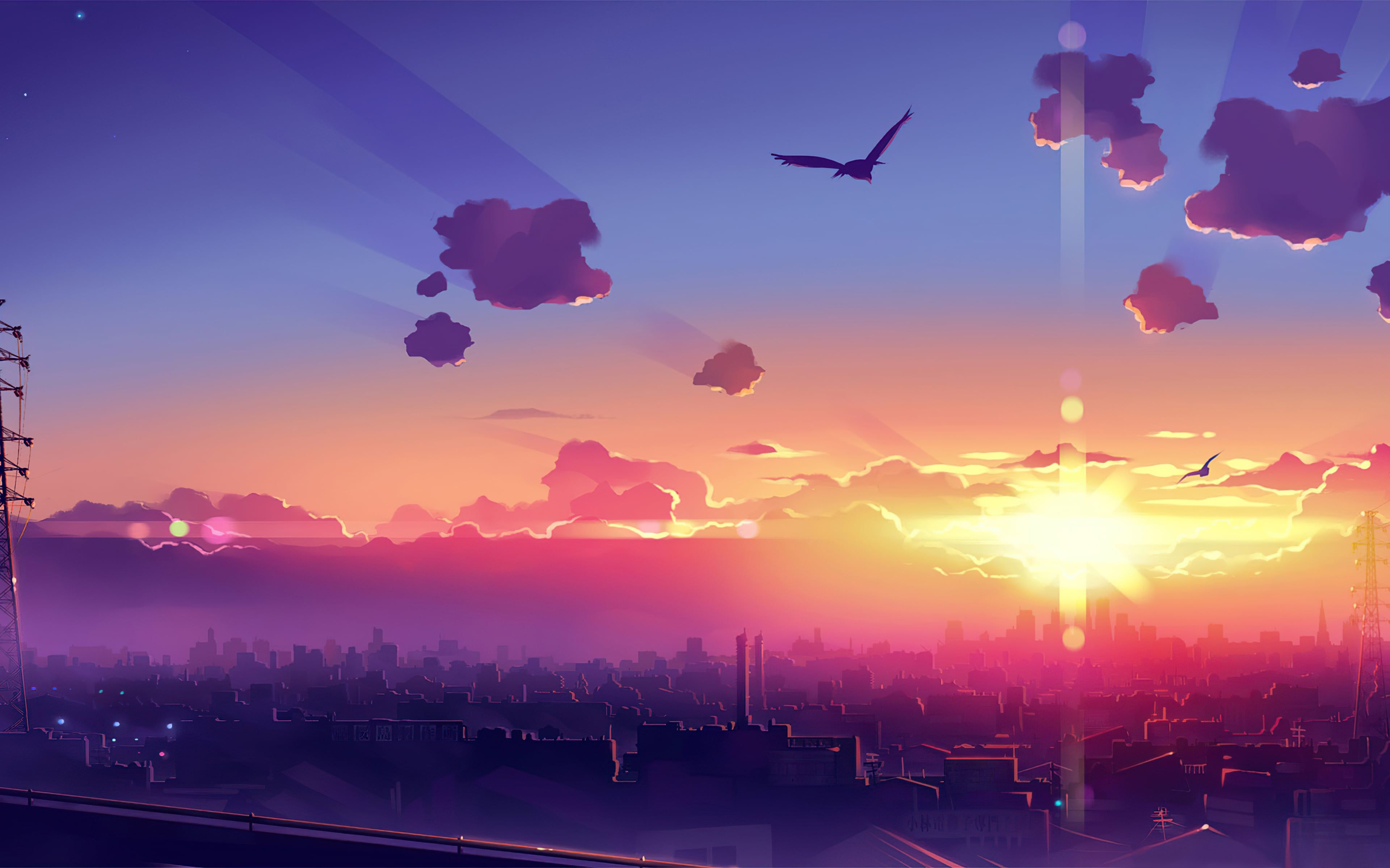 3840x2400 Anime Scenery Sunset 4k [3840x2400]