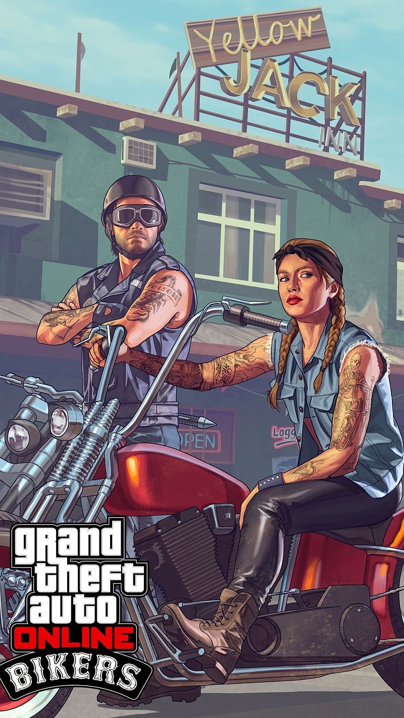 800x1422 Gta V, Girl Sitting On Bike, online game, HD phone wallpaper