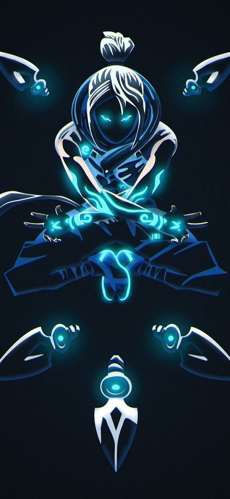 800x1733 Ninja neon, blue, , jd, girl, boy, anime, HD phone wallpaper