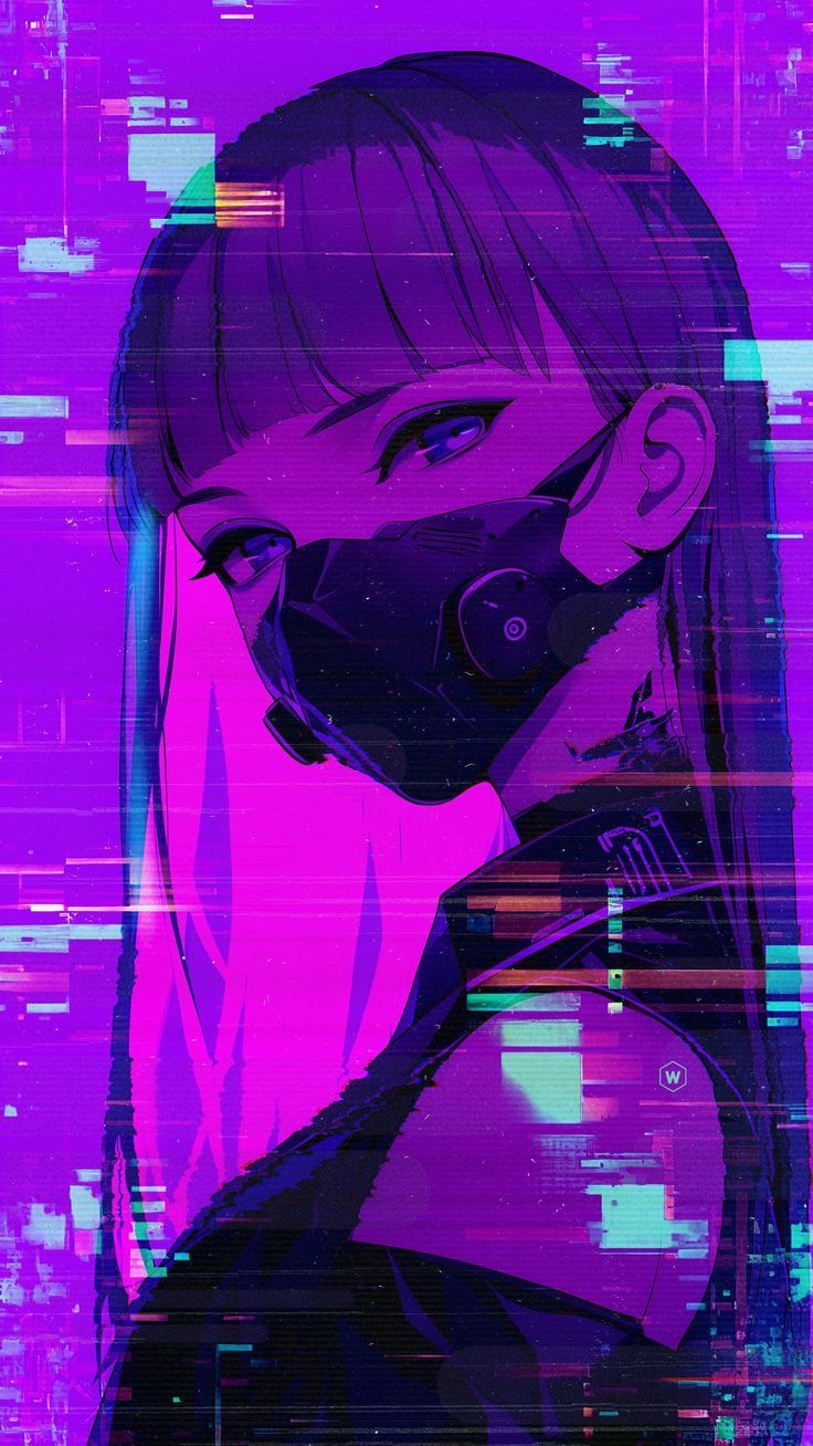 736x1308 Wallpaper girl, mask, distortion, art, purple, Art 4K by Golovatin Ivan. Download wallpaper girl, mask, distortion, art, purple for free