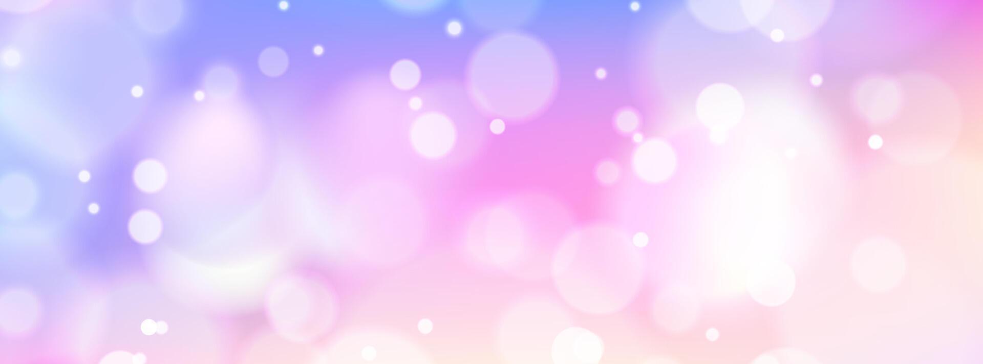 1920x711 Dreamy sky background with large bokeh effects and sparkling star elements. Soft gradient with fantasy clouds and ample copy space. Stock illustration in anime style
