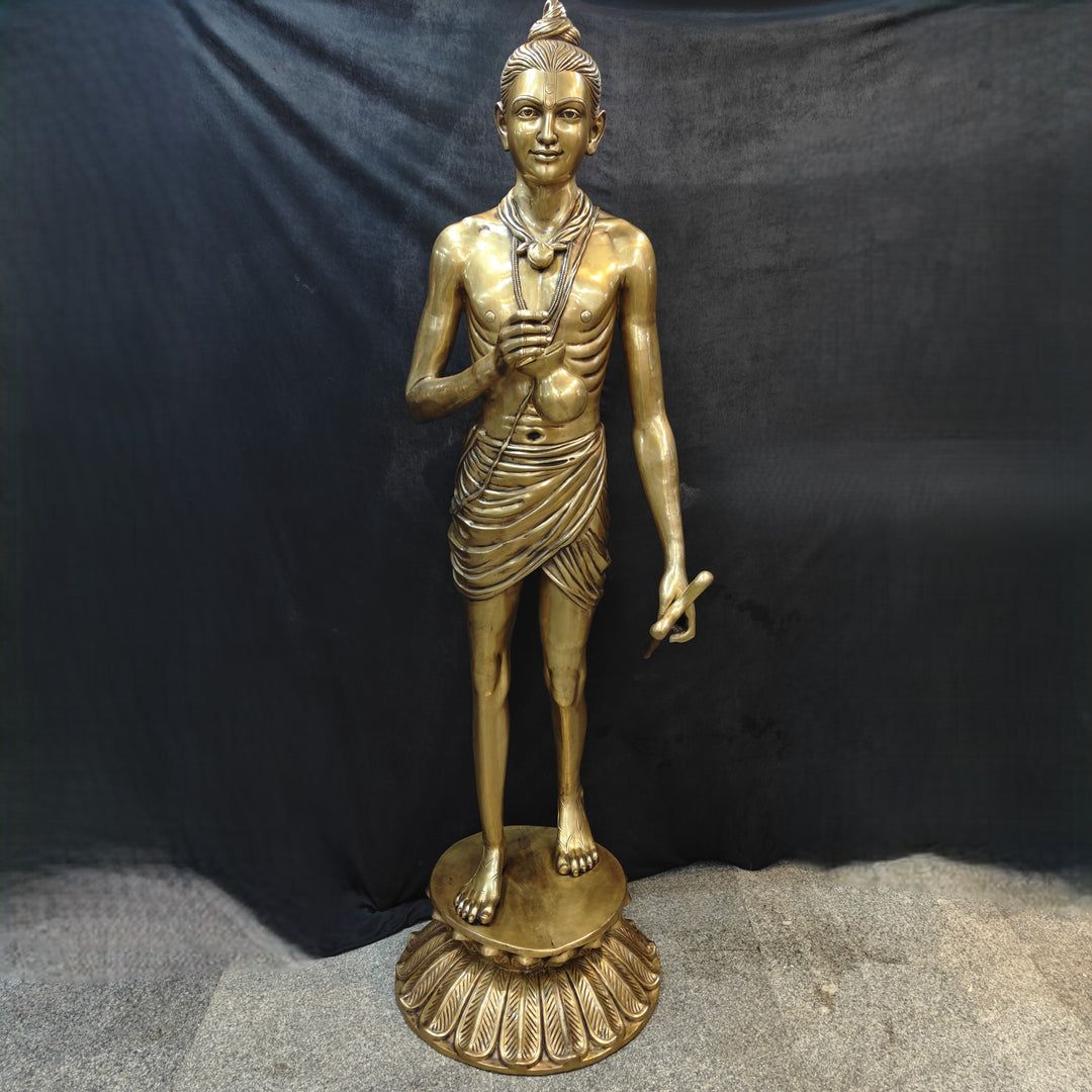 1080x1080 Brass Large Hindu Lord Swami Narayan Statue Nilkanth Varni 6.5 Feet