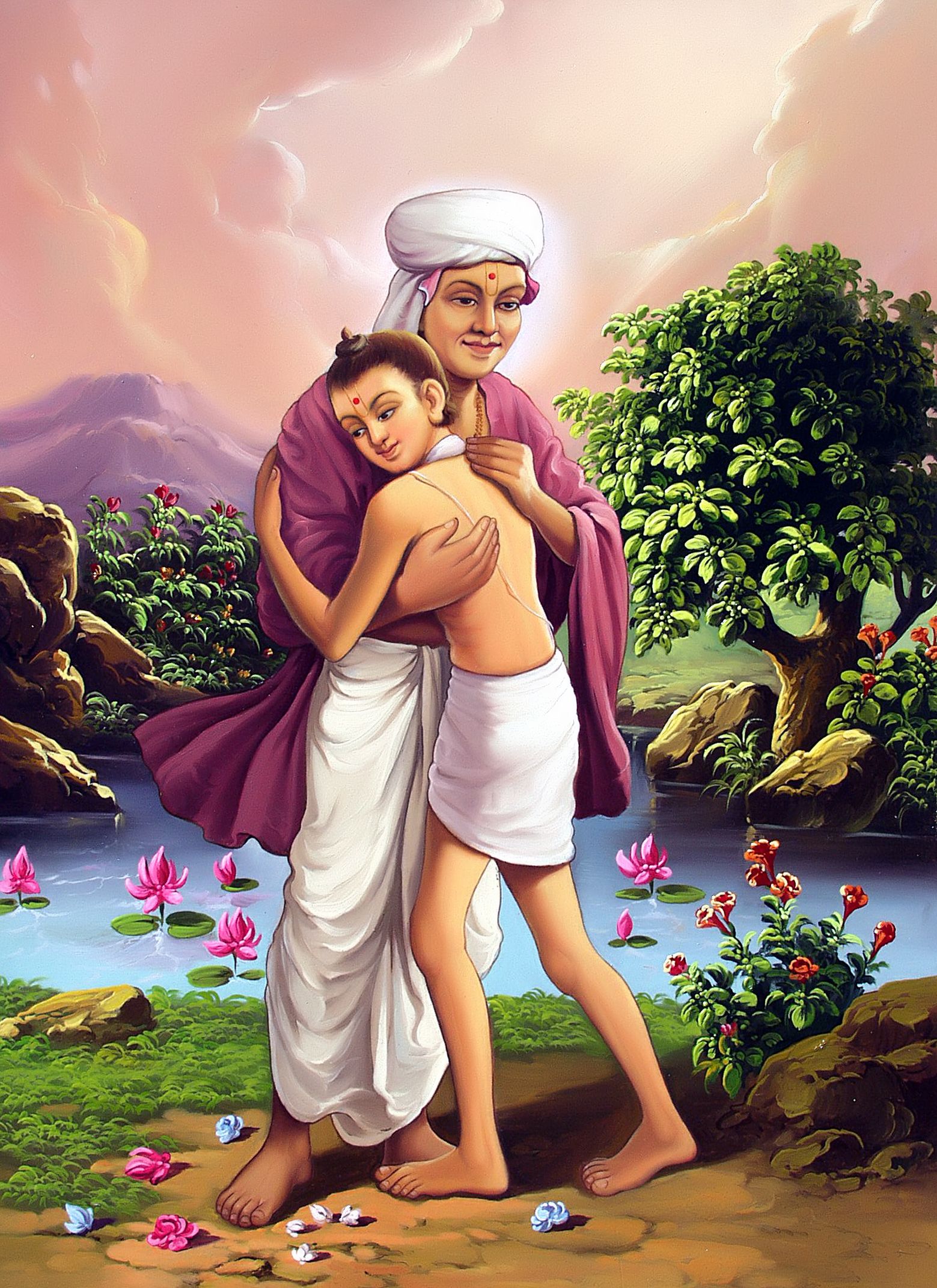 1559x2142 Nilkanthvarni & Ramanand Swami Milap Beautiful Picture. Swaminarayan Gurukul Rajkot Sansthan