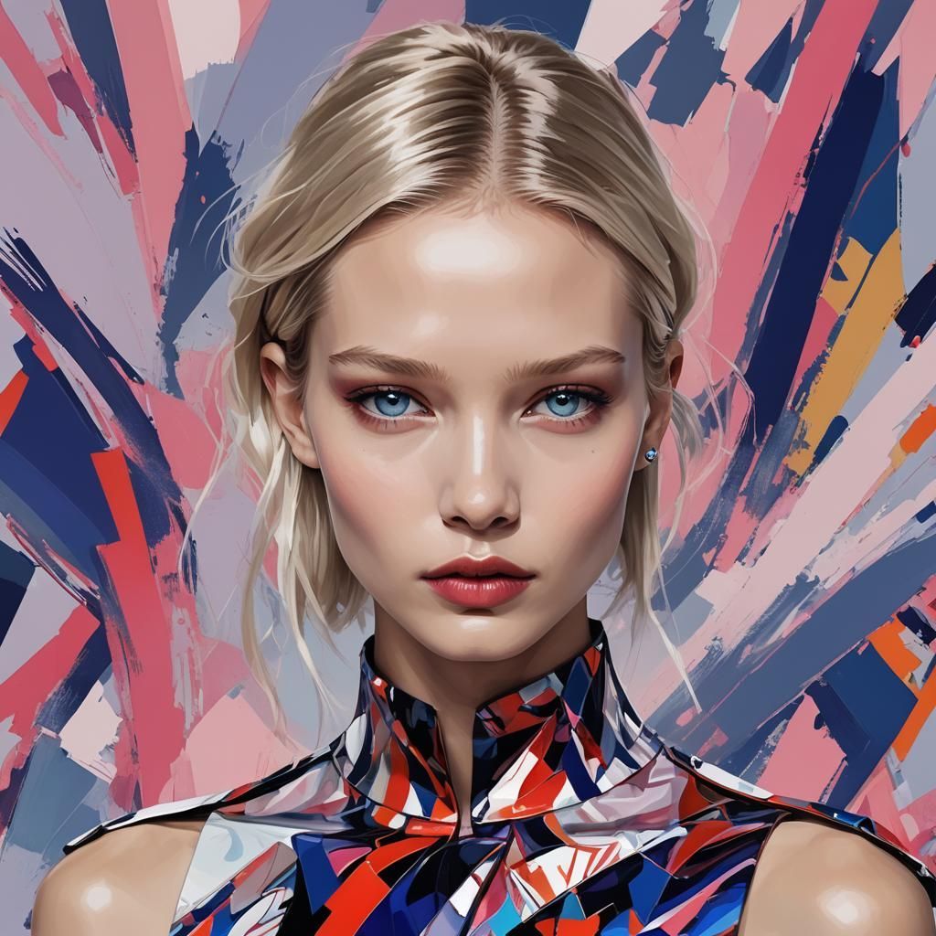 1024x1024 Sasha Luss Digital Portrait In High Fashion Style