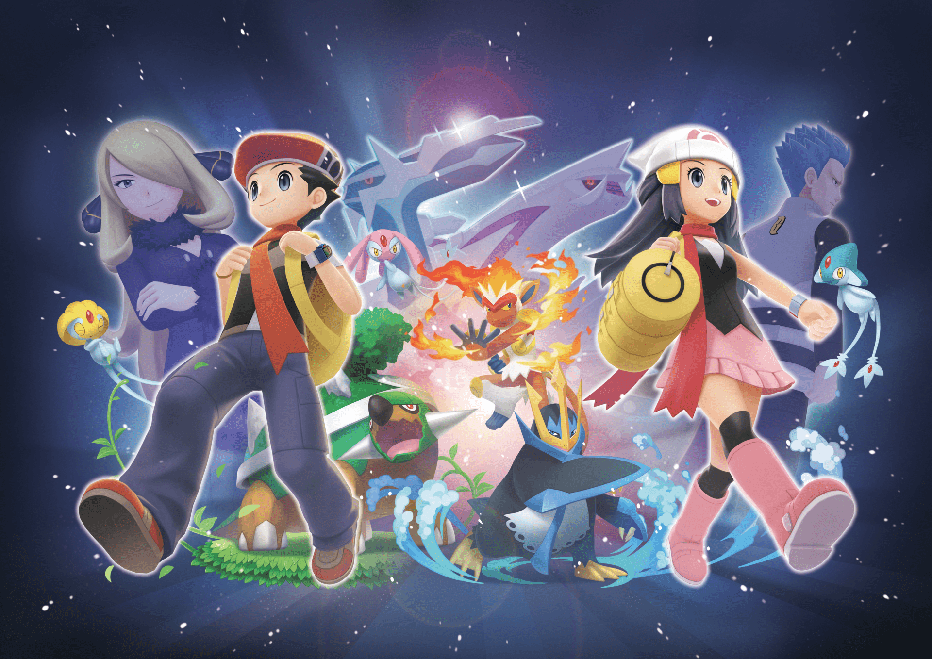 1920x1358 Download Azelf (Pokémon) Mesprit (Pokémon) Uxie (Pokémon) Dialga (Pokémon) Palkia (Pokémon) Torterra (Pokémon) Empoleon (Pokémon) Infernape (Pokémon) Cyrus (Pokémon) Cynthia (Pokémon) Lucas (Pokemon) Dawn (Pokémon) Video Game Pokémon Brilliant Diamond
