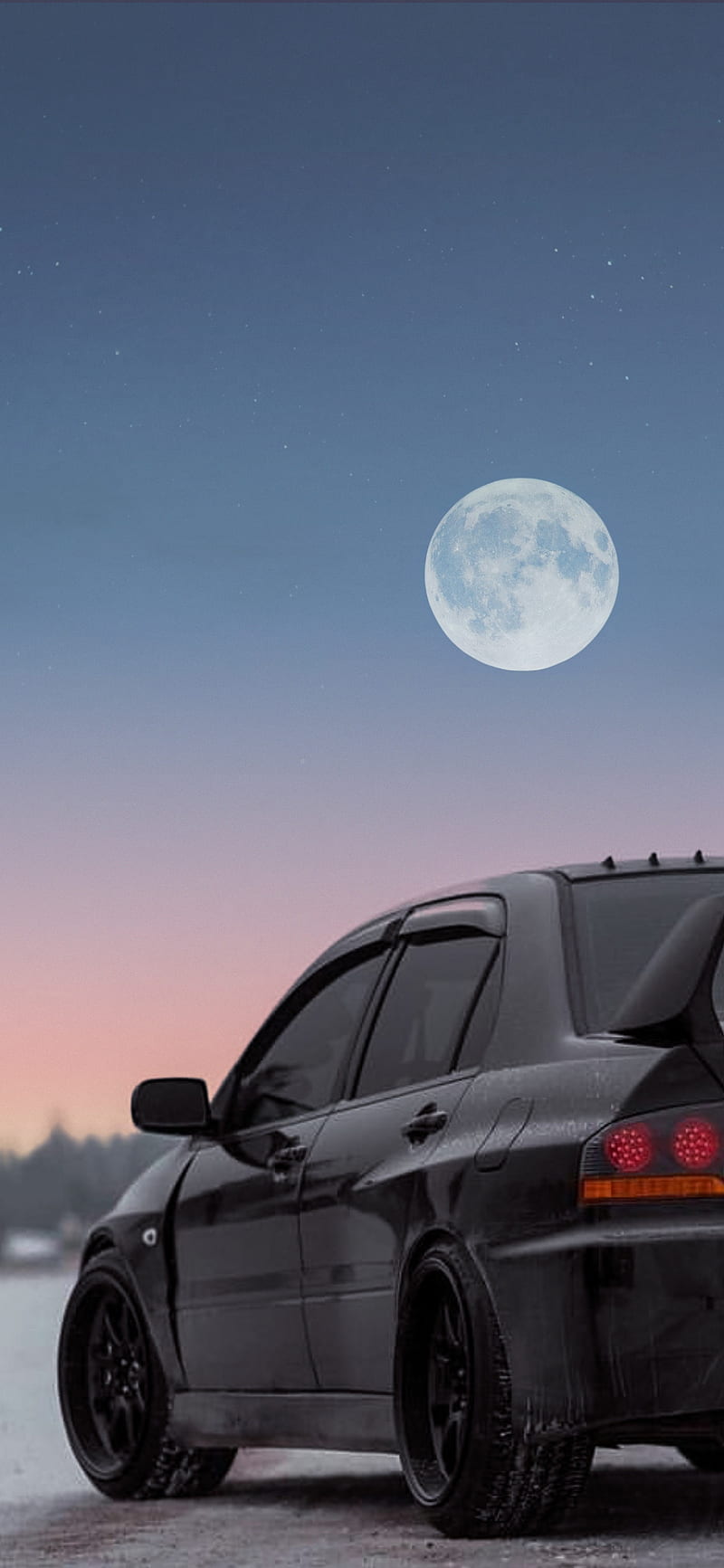 800x1733 Mitsubishi Lancer, auto, evo, evolution, jdm, moon, night, power, tuning, HD phone wallpaper