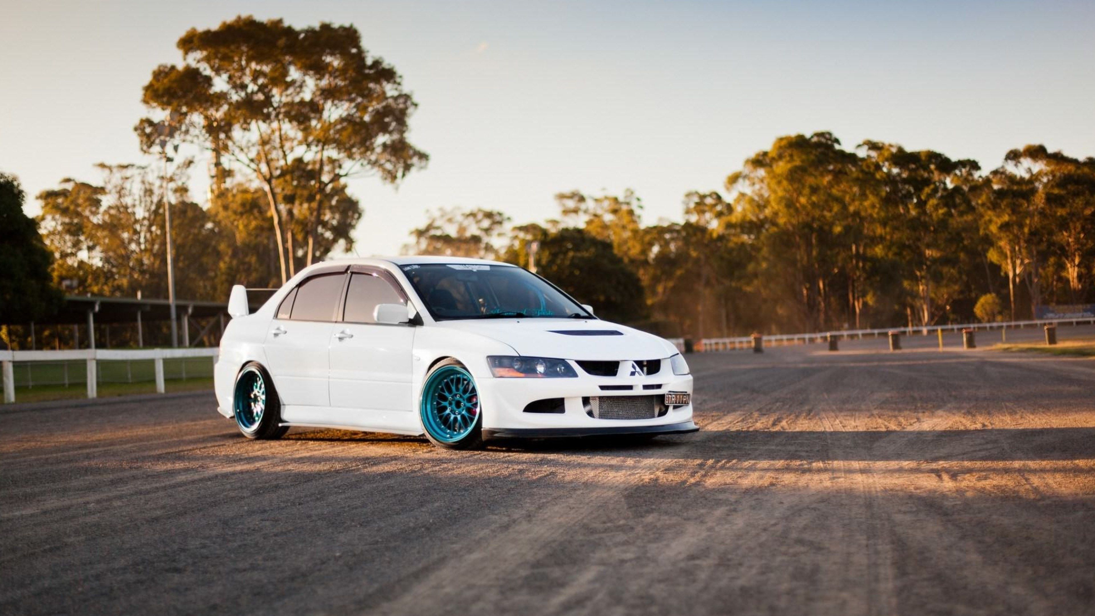 3840x2160 White Mitsubishi Lancer Evolution JDM Car 4K HD JDM Wallpaper