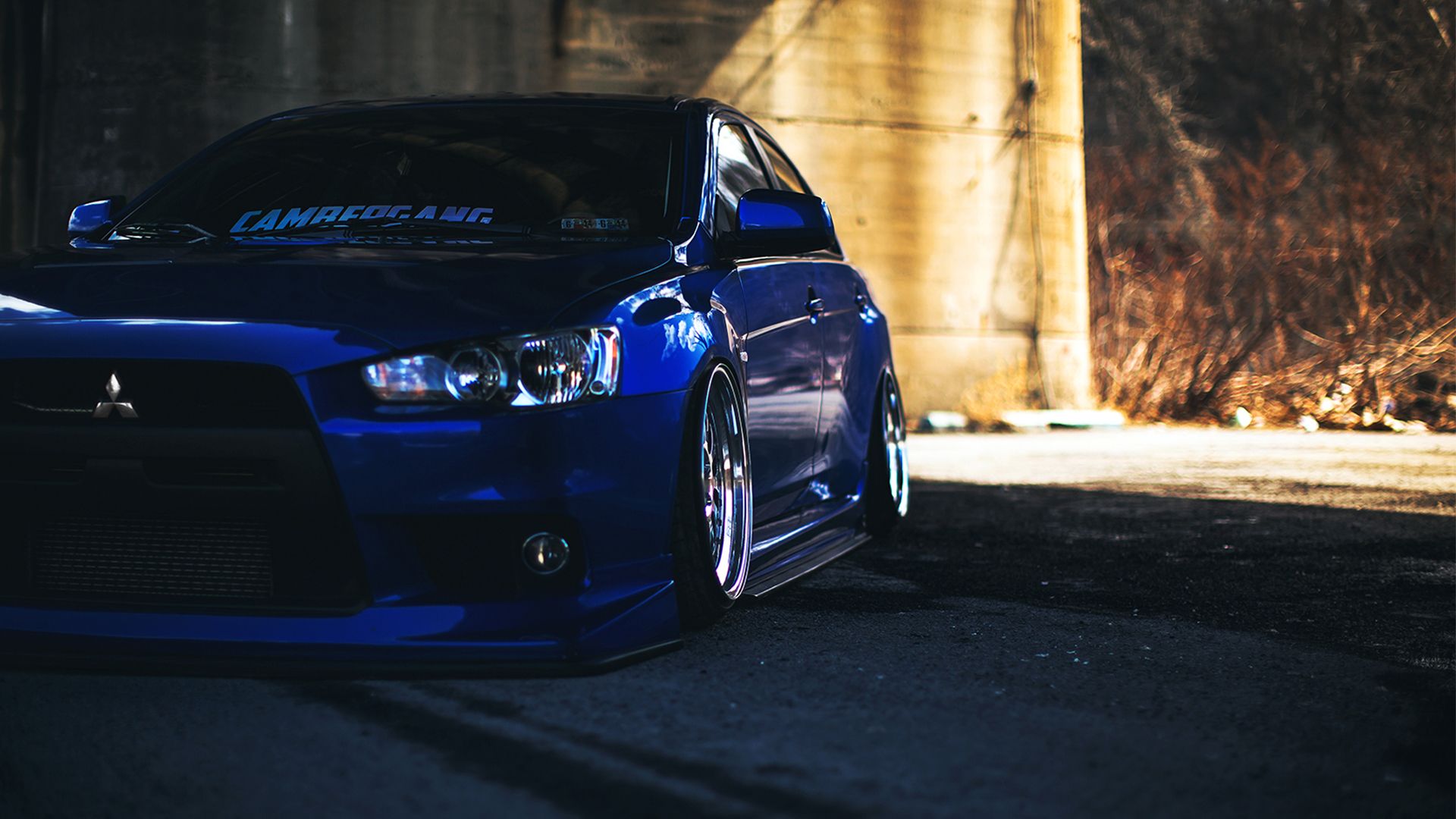 1920x1080 Wallpaper Mitsubishi, Lancer, blue, stance, Evolution X, Slammed for mobile and desktop, section mitsubishi, resolution 1920x1080