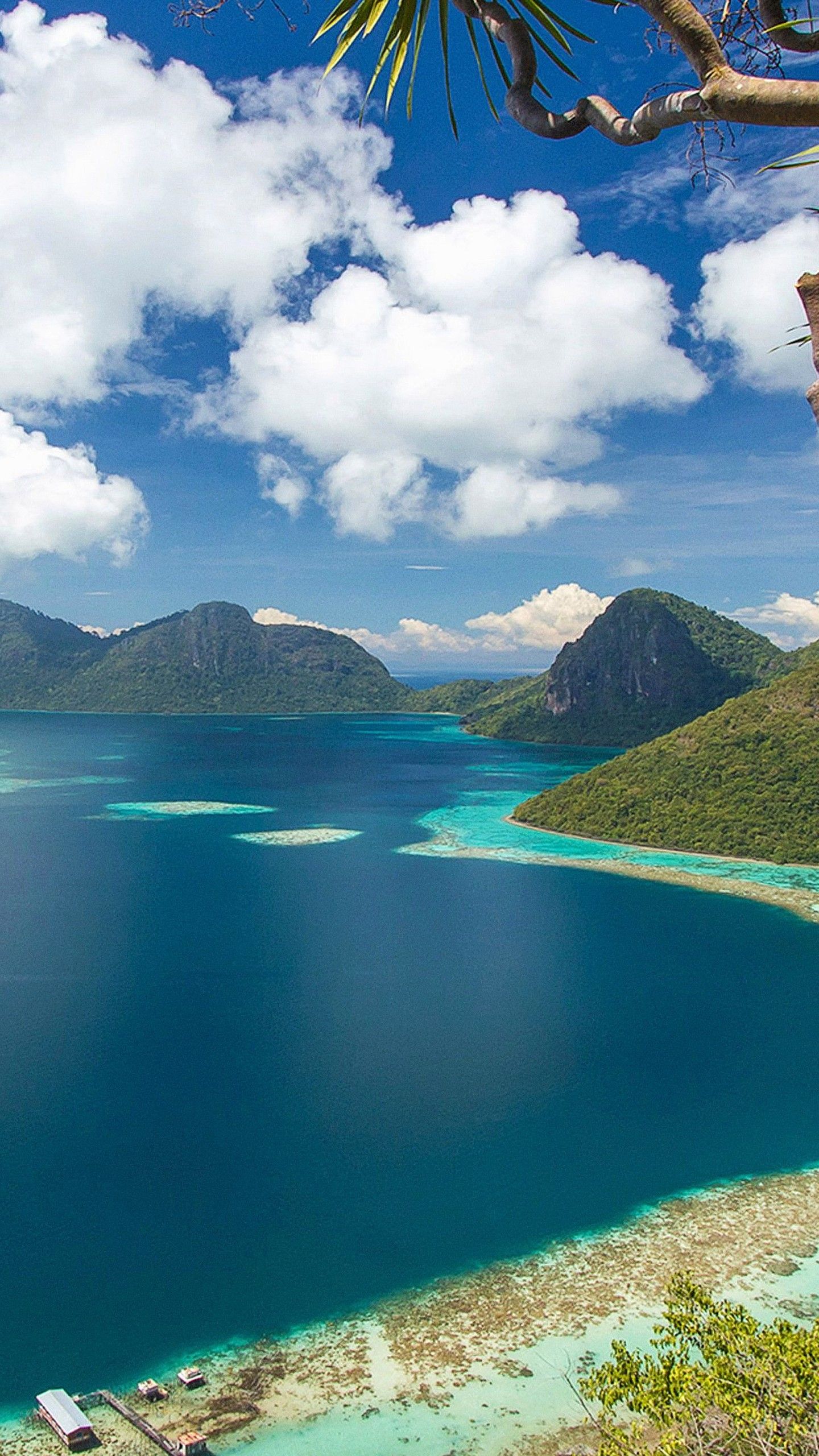 1440x2560 Malaysia Sea Under Blue Sky With Clouds 4K HD Nature Wallpaper