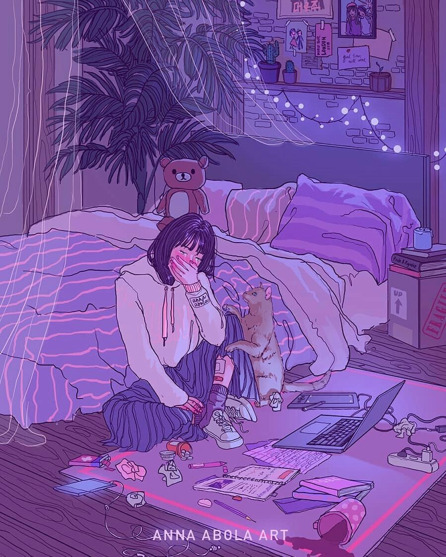 900x1125 Aesthetic Korean Purple Wallpaper