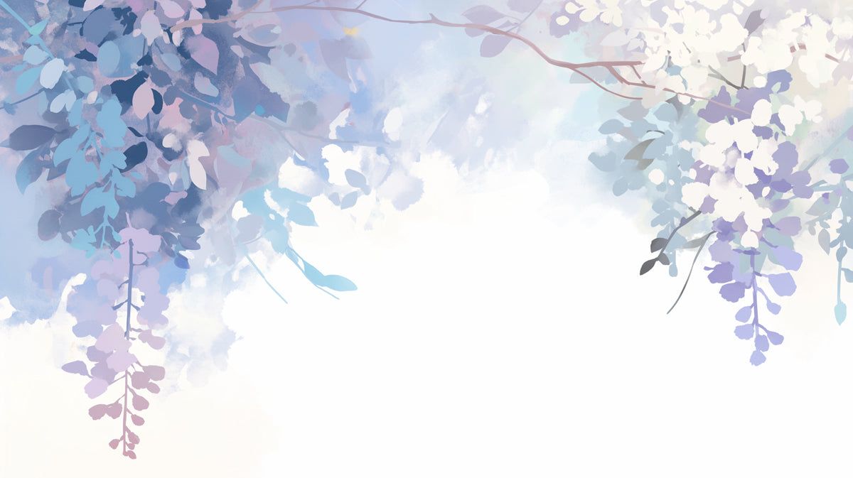1200x673 Lavender Floral Watercolor Mural Wallpaper for a study room. Lavender, Purple, White and Light Blue Lavender -1