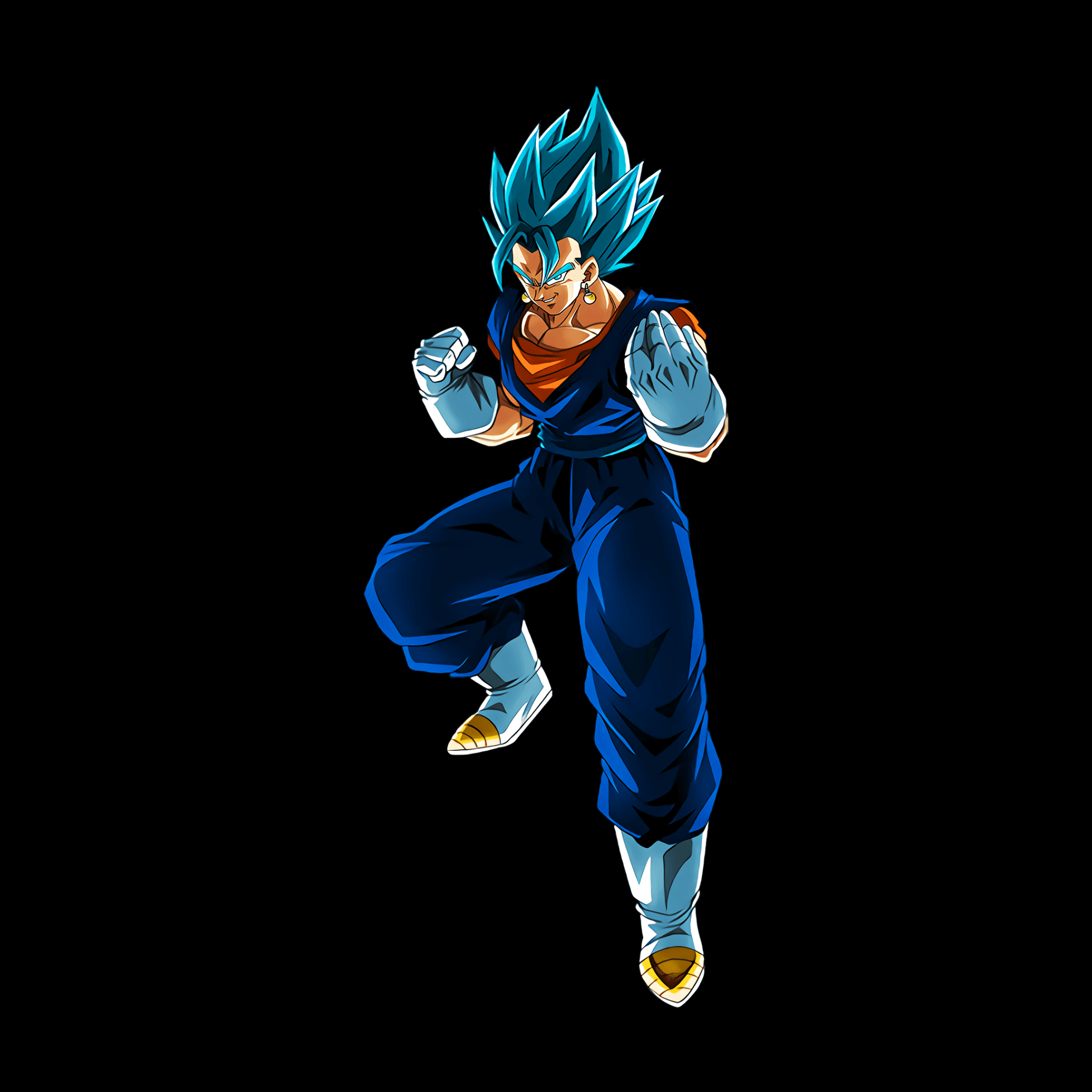 2048x2048 Super Saiyan God Wallpaper 4K, Vegito, Black background, AMOLED