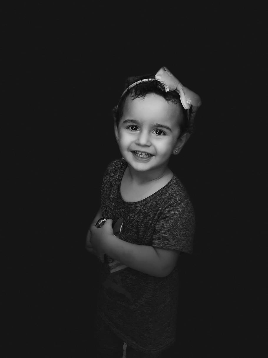 910x1213 HD wallpaper: baby girl black and white, people, portrait, monochrome, adult