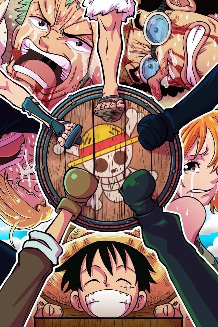 736x1104 Luffy team wallpaper. Straw hat crew wallpaper, Luffy in barrel, One piece wallpaper iphone