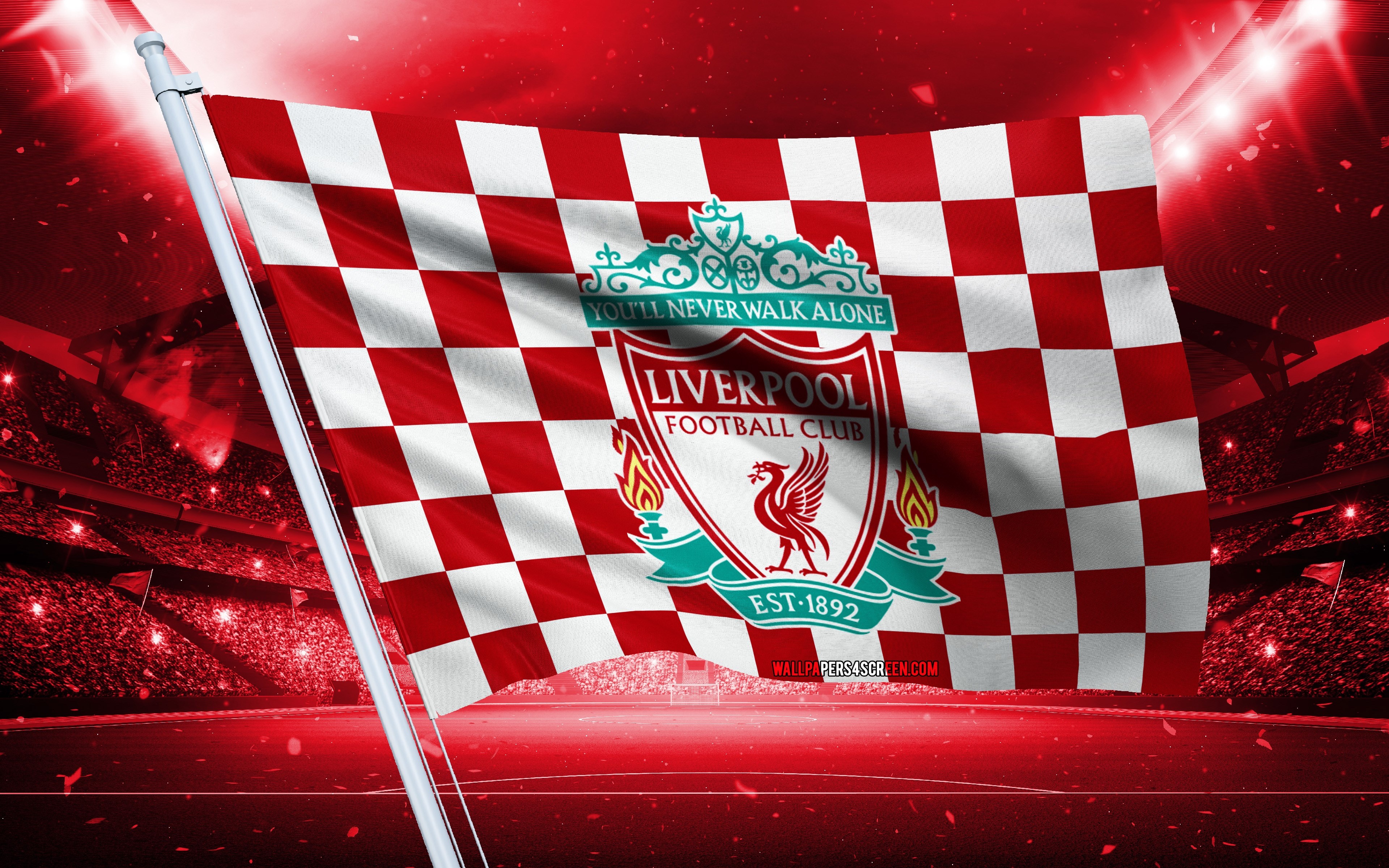 3840x2400 Wallpaper logo, stadium, football, flag, Liverpool, Liverpool FC, YNWA, Liverpool Football Club for mobile and desktop, section спорт, resolution 3840x2400