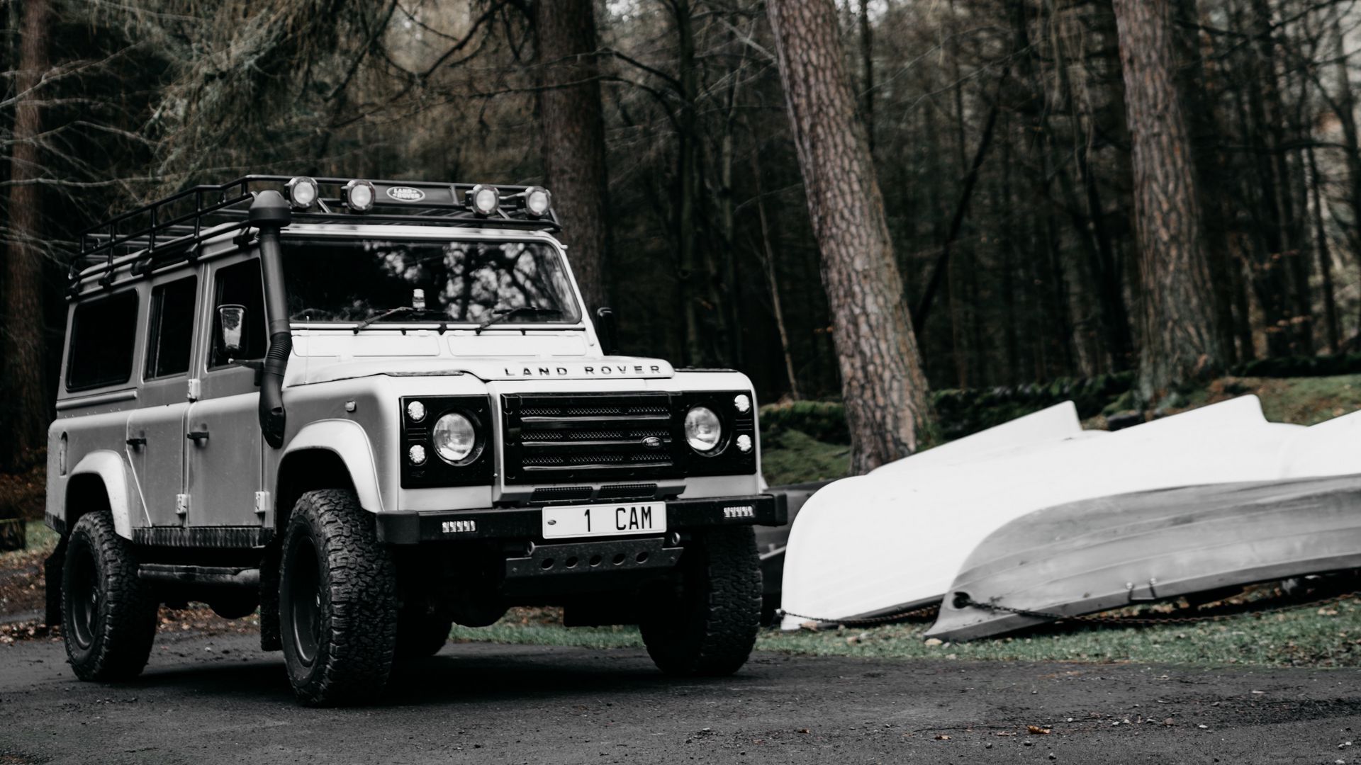 1920x1080 Download wallpaper 1920x1080 land rover defender, land rover, car, suv, white full hd, hdtv, fhd, 1080p HD background
