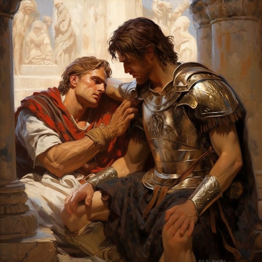 1024x1024 Achilles and Patroclus Four Digital Art Downloads. Greek Literature Myths Stories Trojan War