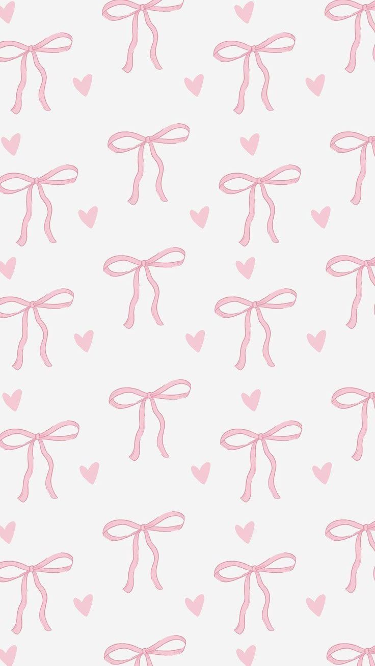 736x1308 Pink Bows and Hearts Seamless Wallpaper. Preppy bow background, Preppy aesthetic wallpaper bows, Cute preppy