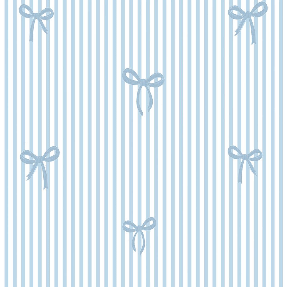 1000x1000 Delicate Bows on Pinstripe Wallpaper in Blue