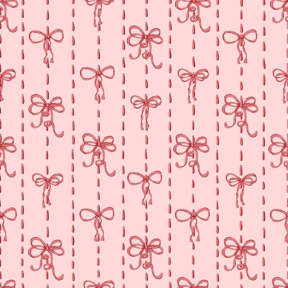 980x980 Preppy bows seamless pattern coquette bow knots ribbons, embroidery stitch background for fabric