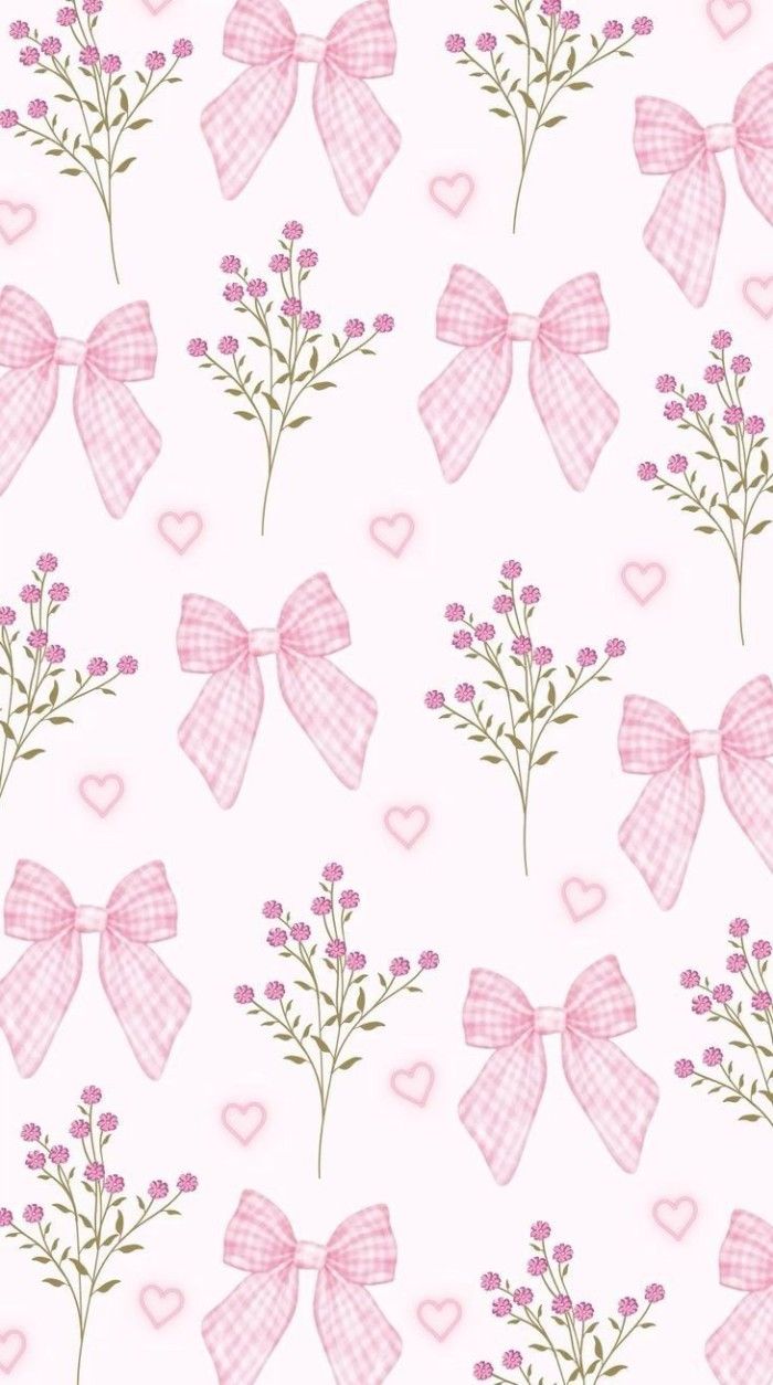 700x1254 Lock Screen Cute Spring Wallpaper : Pink Bow and Floral