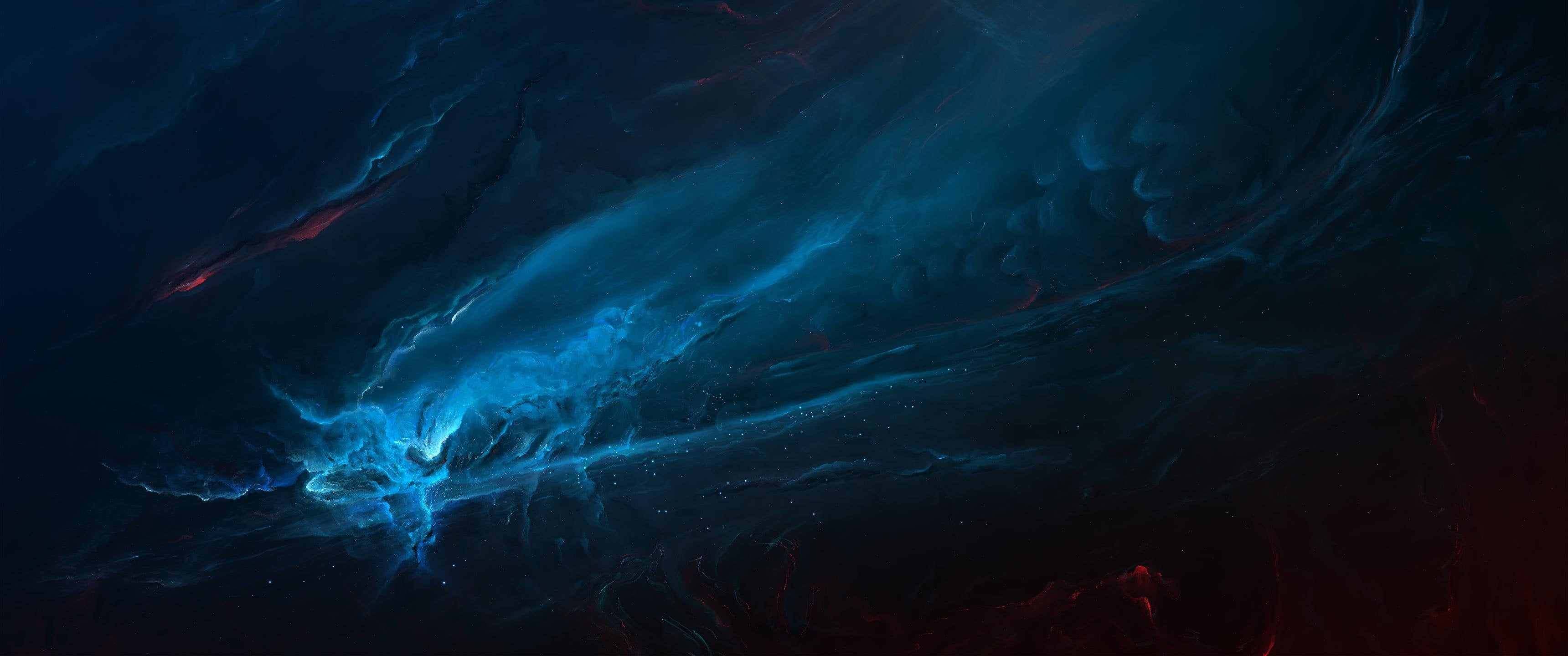 3440x1440 This dark blue wallpaper I've been rocking for almost a year now [3440x1440]