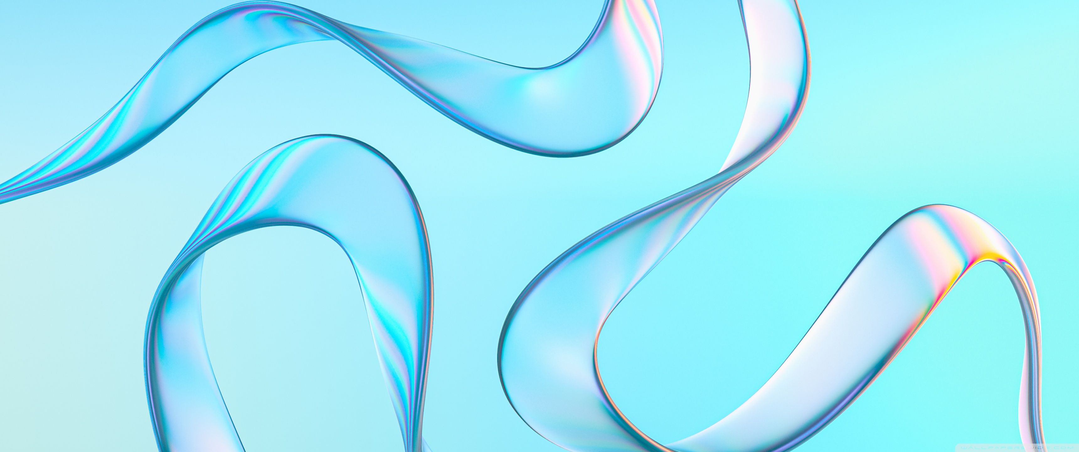 3440x1440 Twisted Iridescent Ribbon, Abstract Light Blue Background 4K UHD Wallpaper for UltraHD Desktop and TV : Widescreen and UltraWide Display : Dual Monitor : Smartphone and Tablet Devices