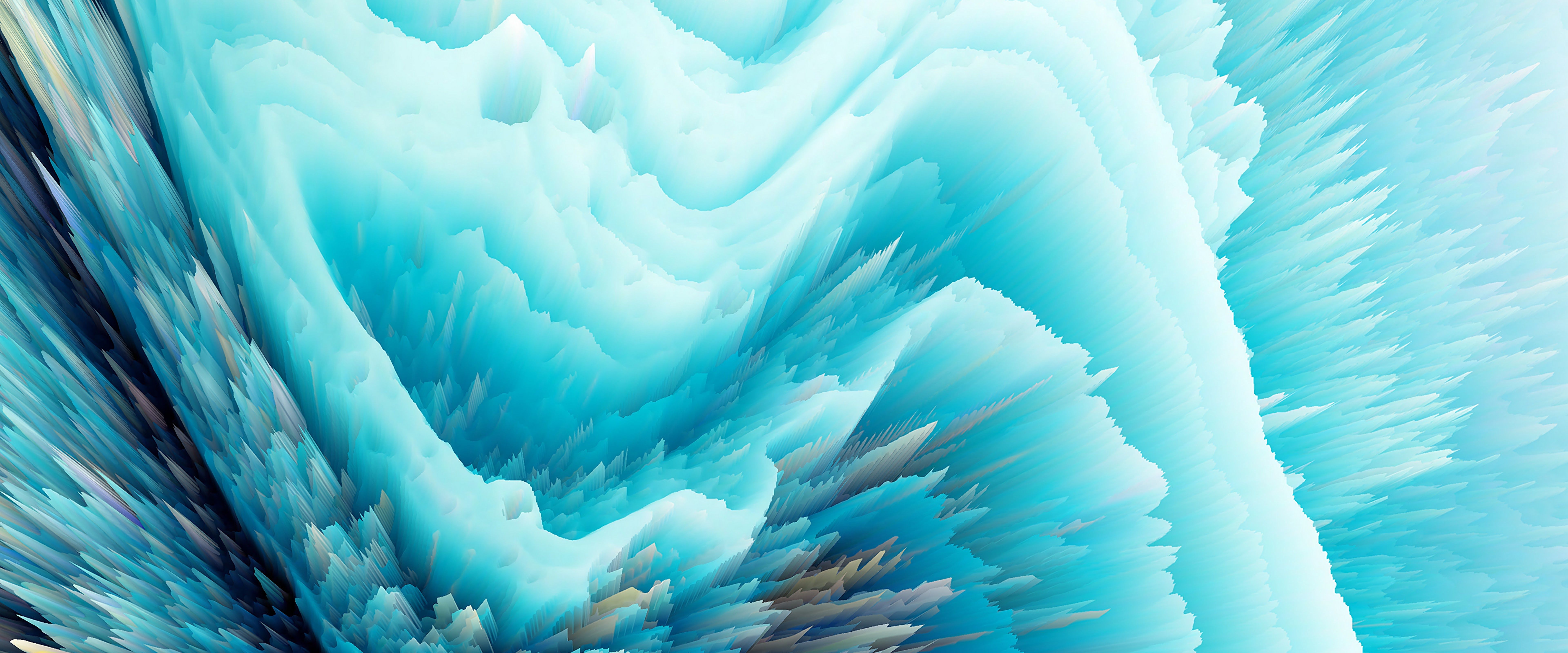 7680x3200 Abstract Blue Wave Background 4K Wallpaper HD