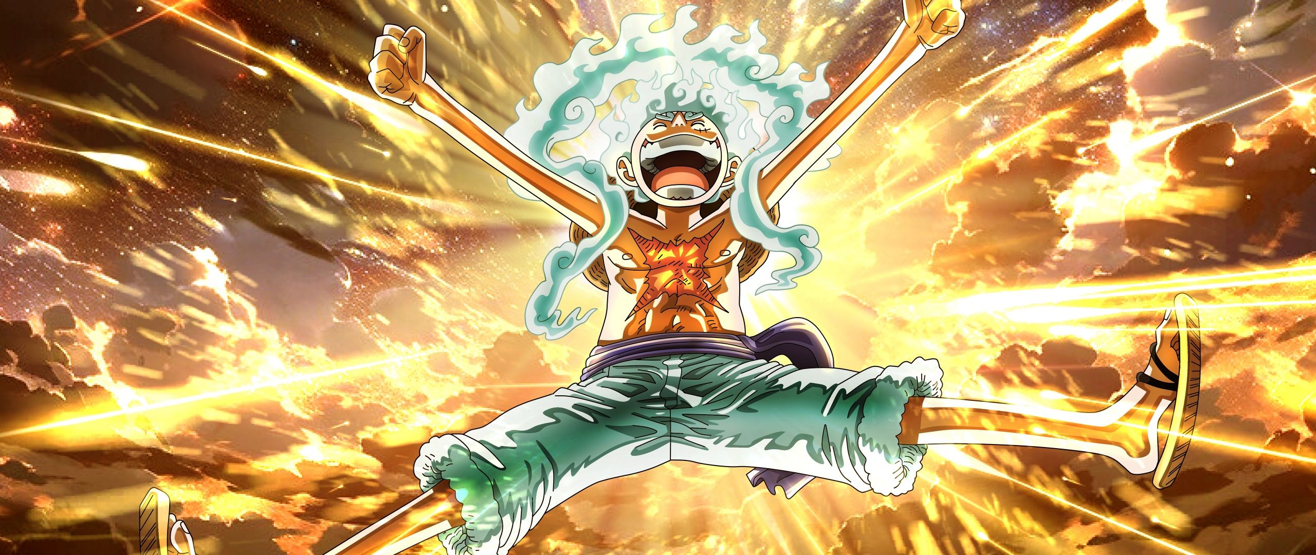 2560x1080 Laughing Luffy Wallpaper 4K, One Piece, 5K, Gear 5