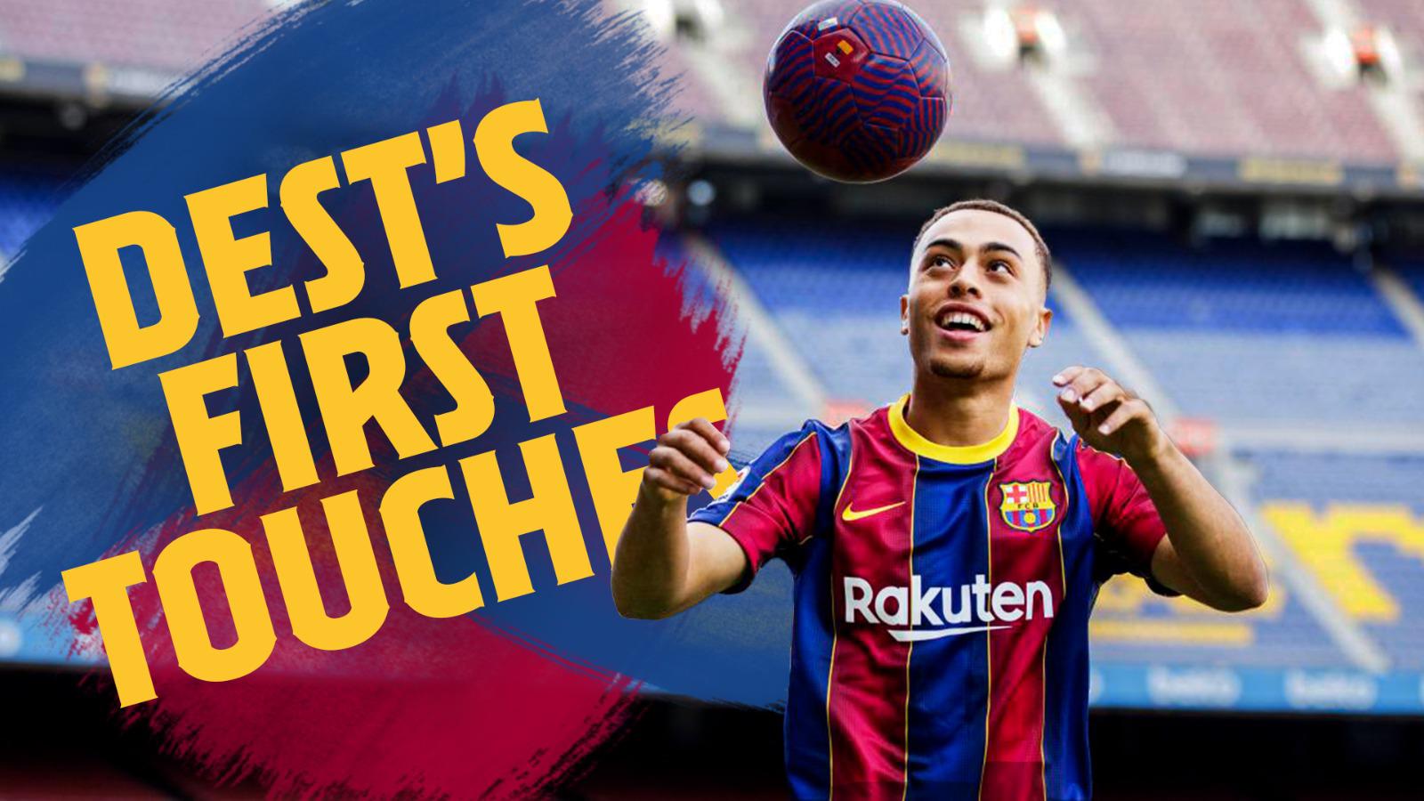 1600x900 Sergiño Dest shows off his skills in a Barça shirt at Camp Nou