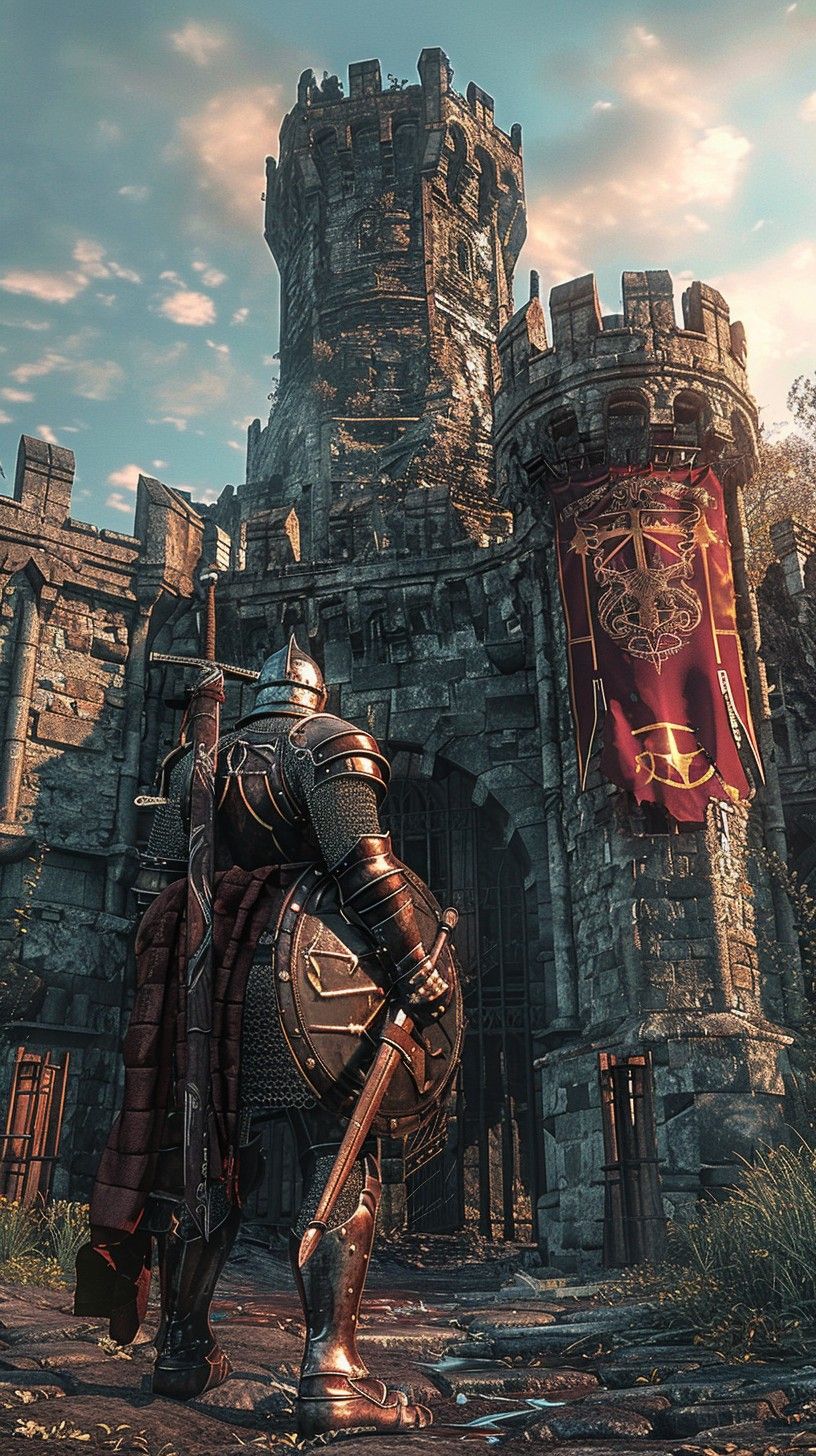816x1456 Free Knight Approaches Castle Image, Castle, Armor