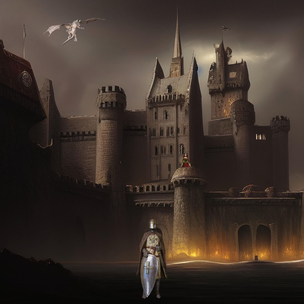 1280x1280 Download Background Castle Knight. Royalty Free Stock Illustration Image